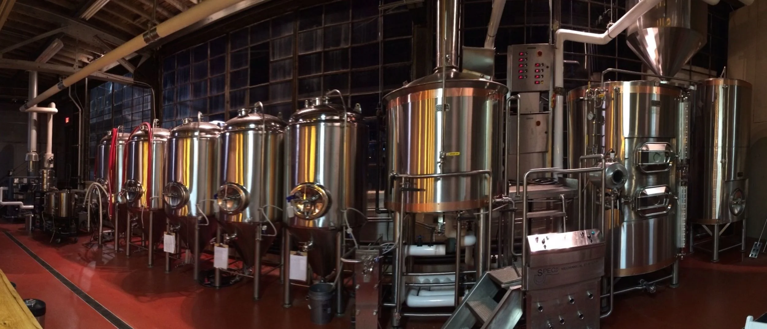 Shiny new equipment at Twin Leaf Brewery