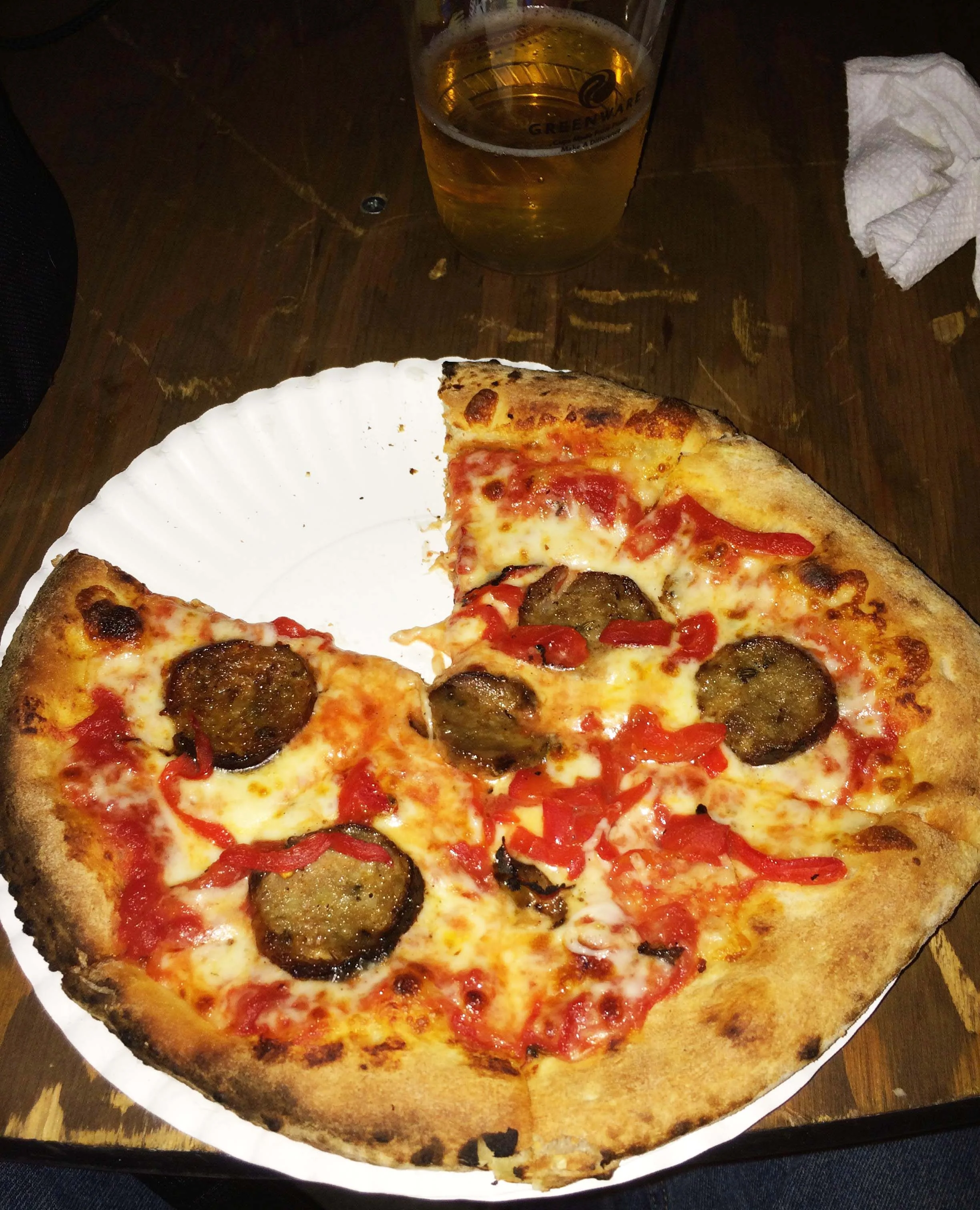 Sausage and Roasted Red Pepper pizza from Mama Dukes