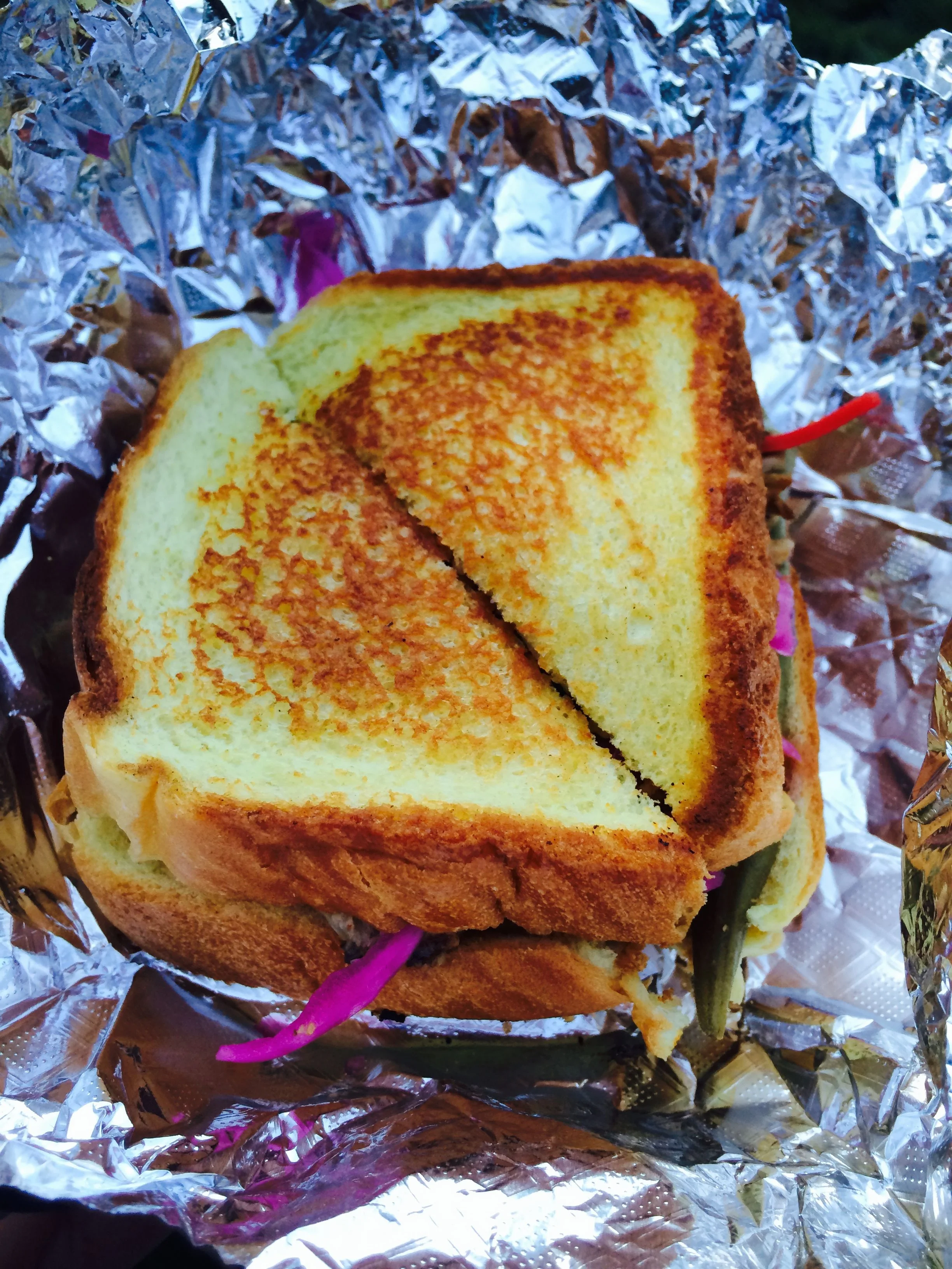 Lowdown's famous BBQ Sandwich with pickled ocra!