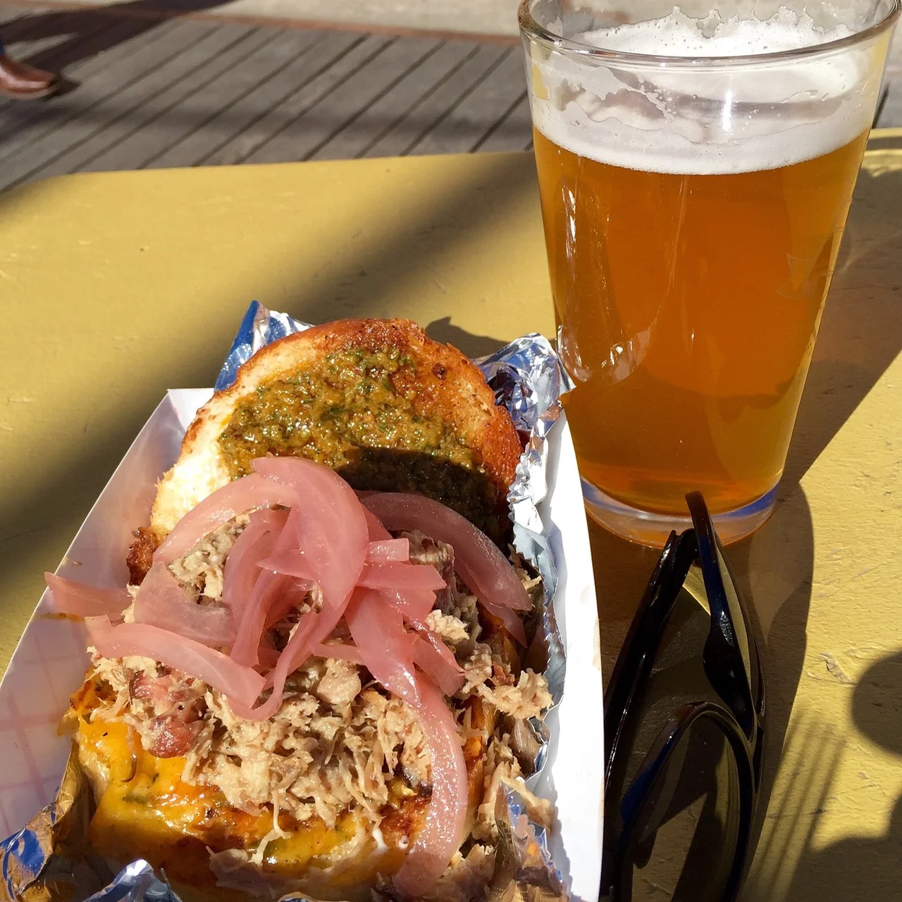 Pulled pork and pimento cheese sammich from Root Down