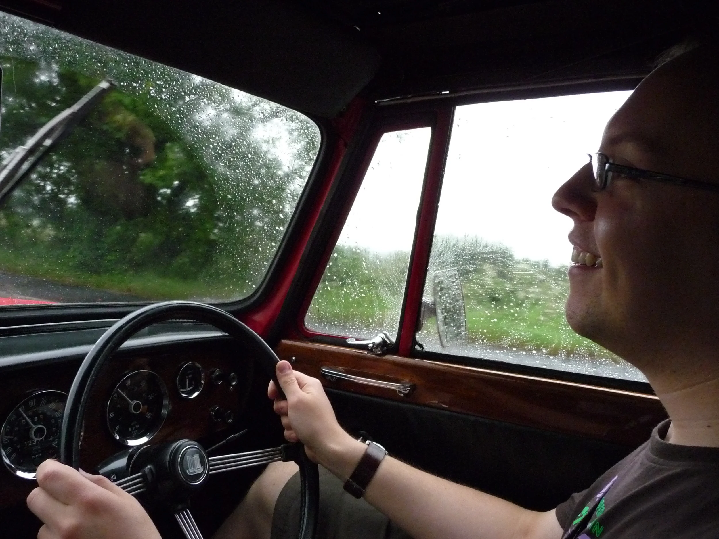 The Writing Man at the wheel of the Triumph Vitesse