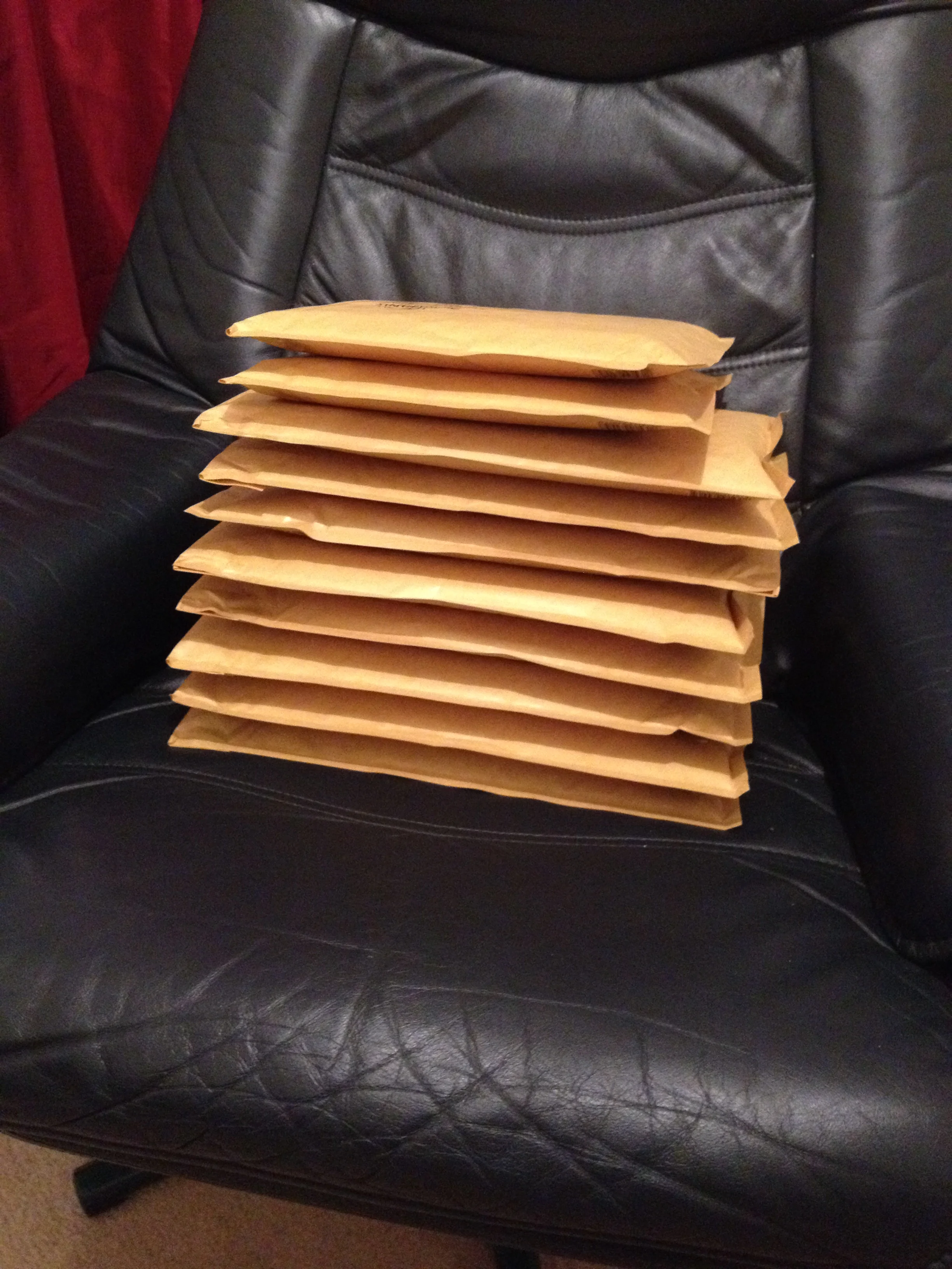 Copies of A Tour of the Indies in envelopes ready for posting (photograph by Paul Forrester)