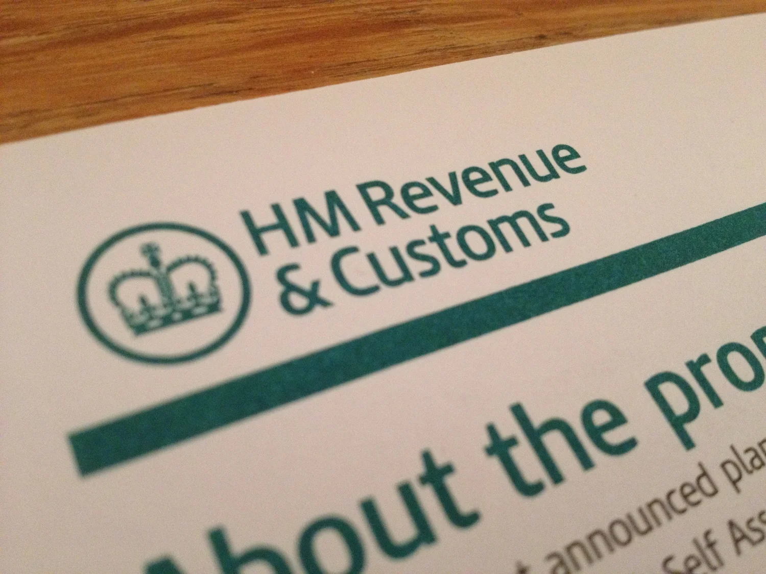 Letter heading of HMRC (photograph by Paul Forrester)