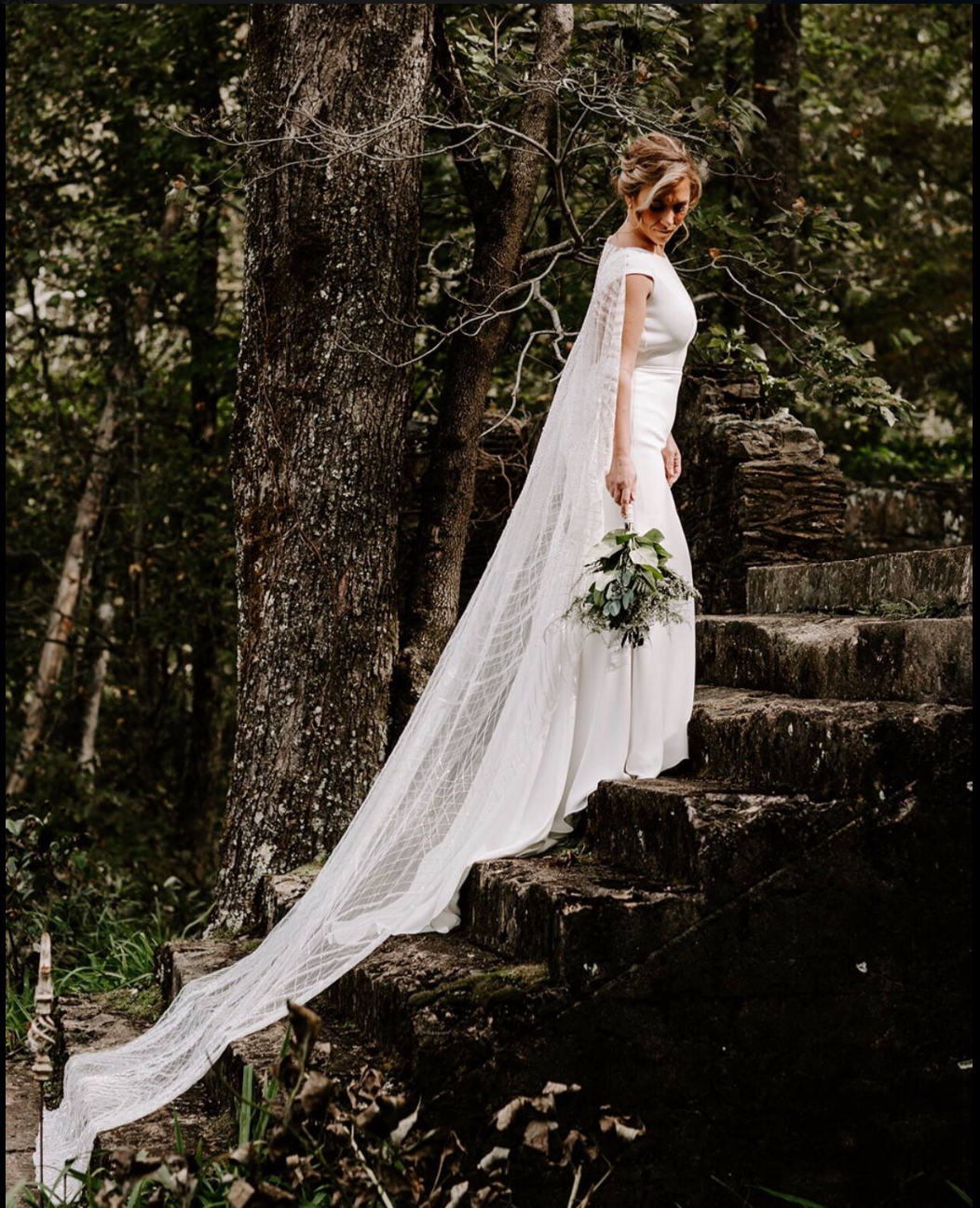 Gorgeous Bride on the Ruins Steps