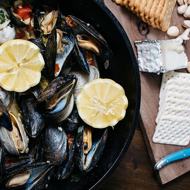 Before steaming, soak your mussels in cold water with a sprinkle of flour for 30 minutes. While soaking, the mussels spit out their sand and feast on the flour &mdash; voil&aacute;! Clean, plump mussels. We prepared ours with wine, butter, shallots, 
