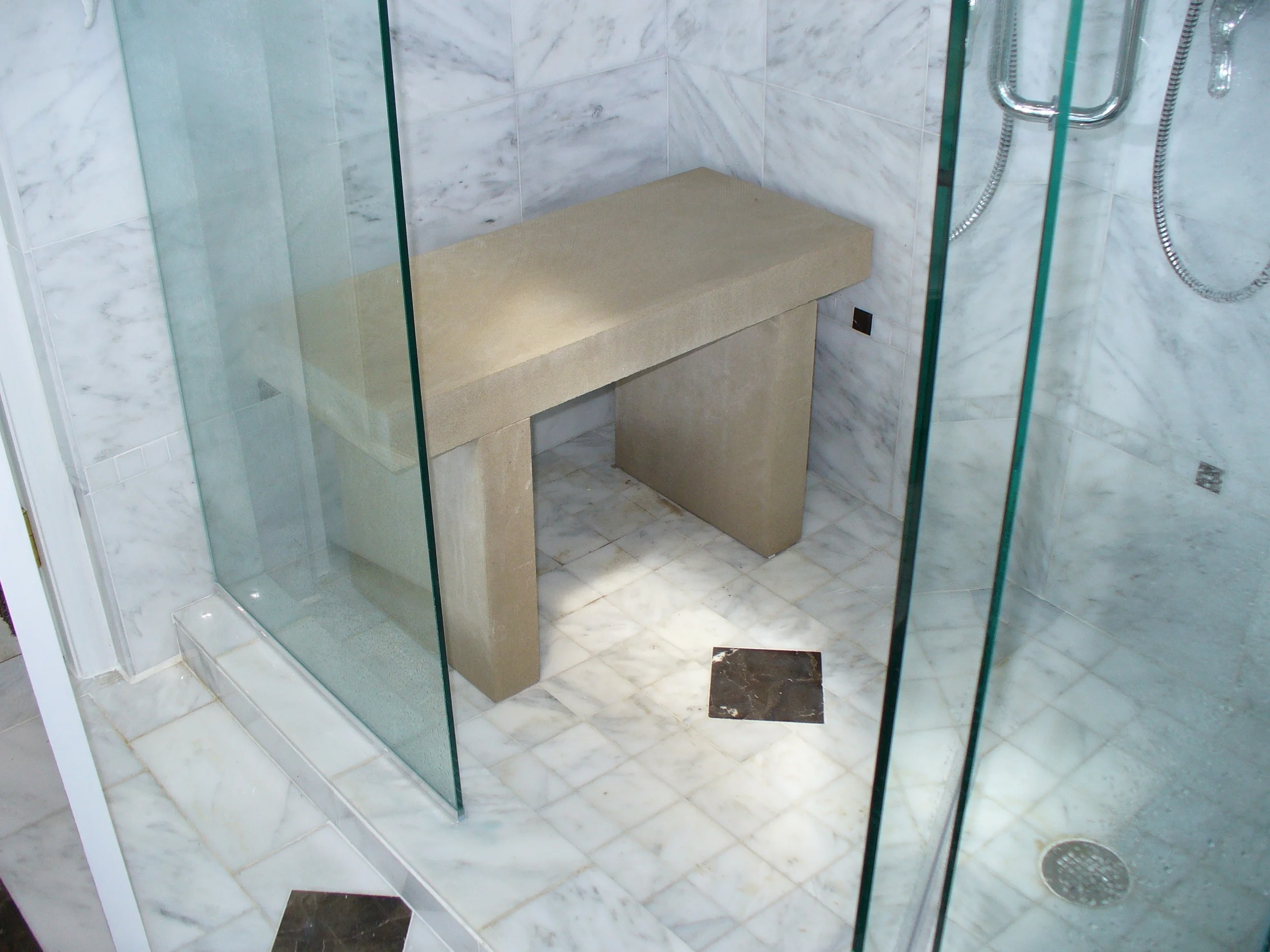 walk in shower with custom made bench