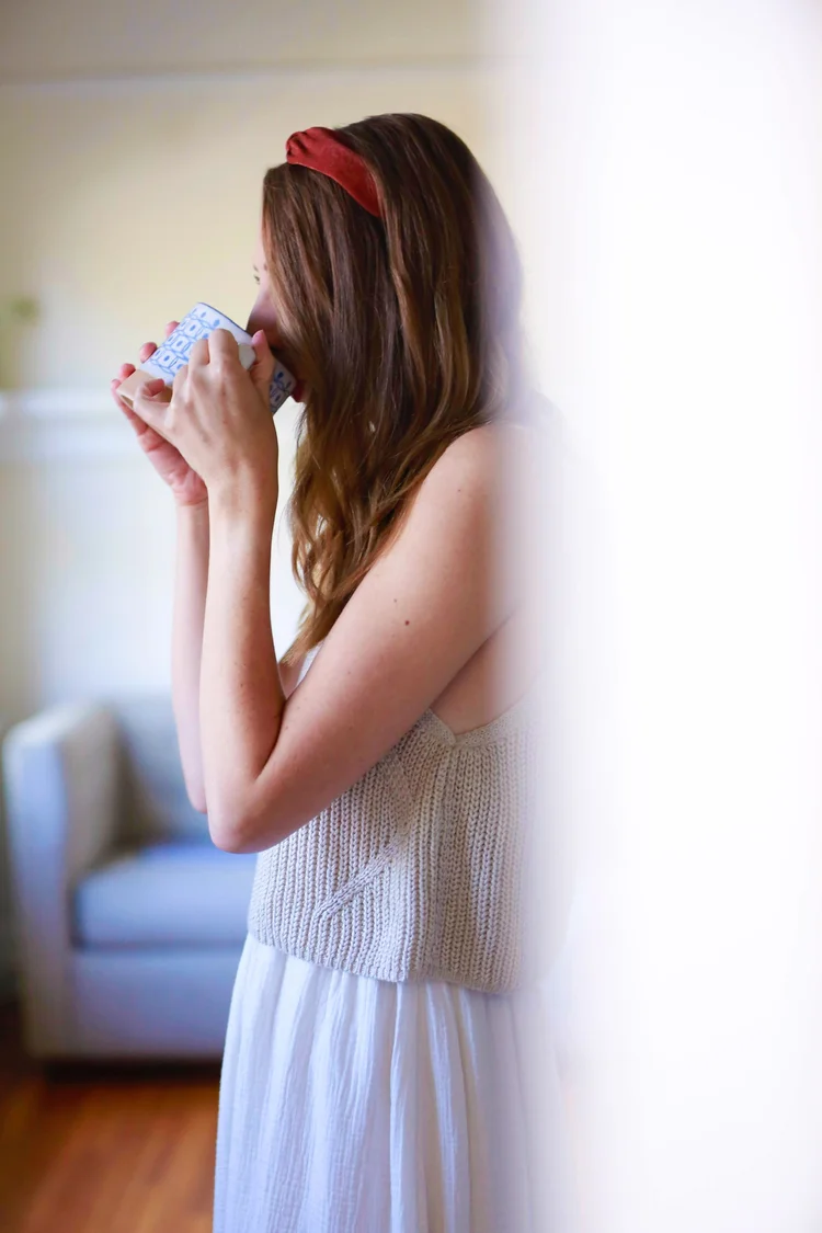 Drinking tea by the window
