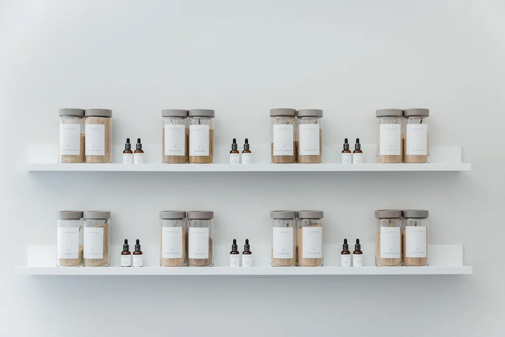 Herbal remedies on the shelves at Saffron & Sage