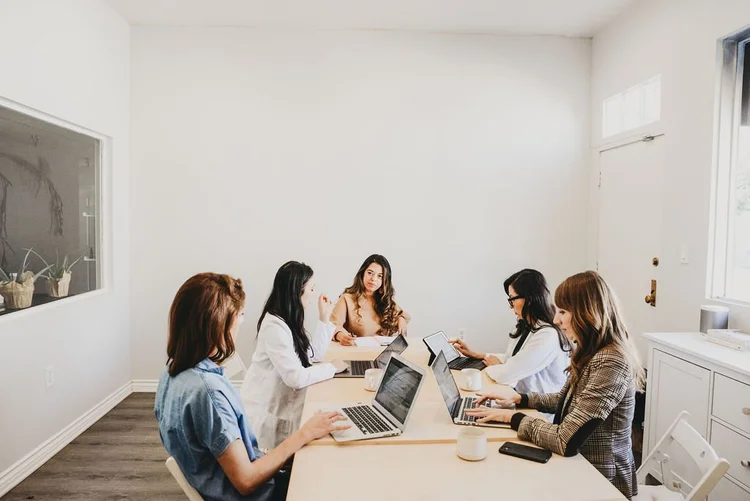 A team meeting around a table
