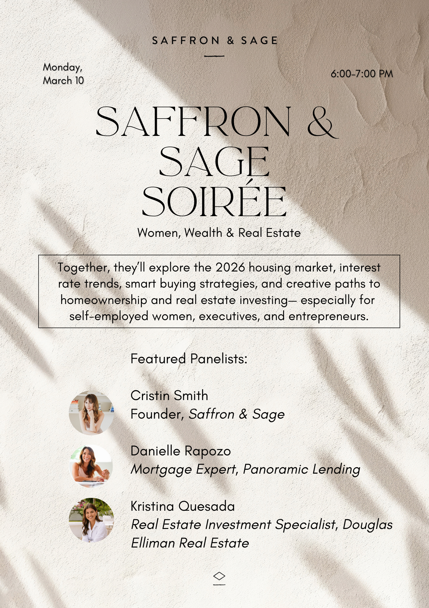 Saffron &amp; Sage Soirée: Women, Wealth &amp; Real Estate