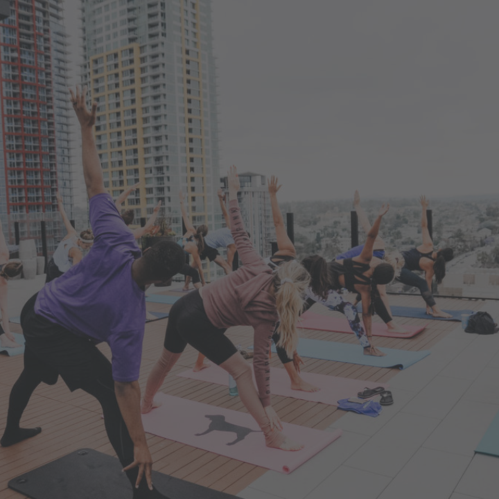 Group yoga class in San Diego