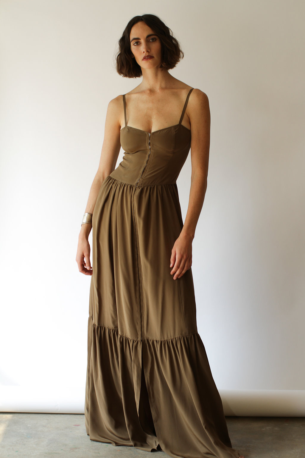 corset silk dress