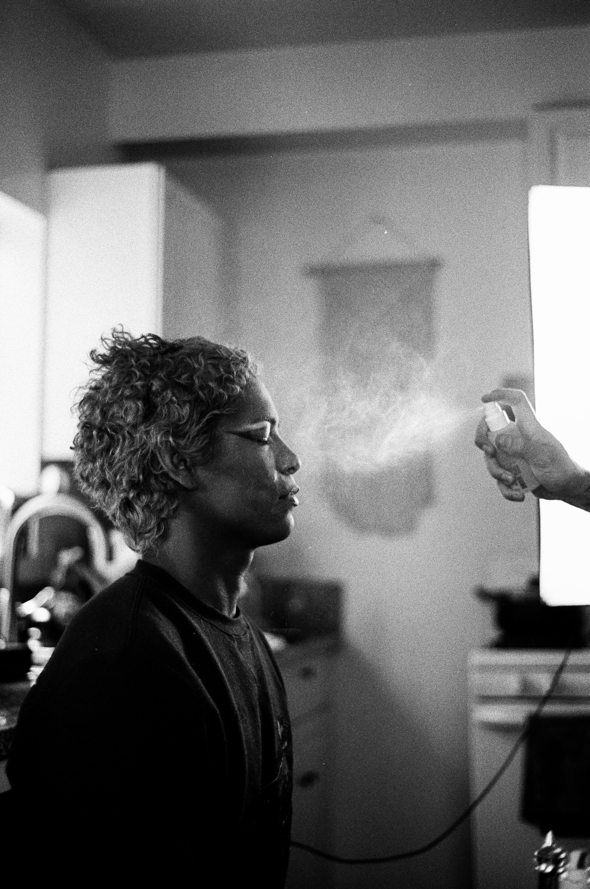  Chandler Burton doing Kien Caples’ makeup for our Alt Press Magazine cover shoot - taken on Kodak 400TX 35mm film - Los Angeles, CA 