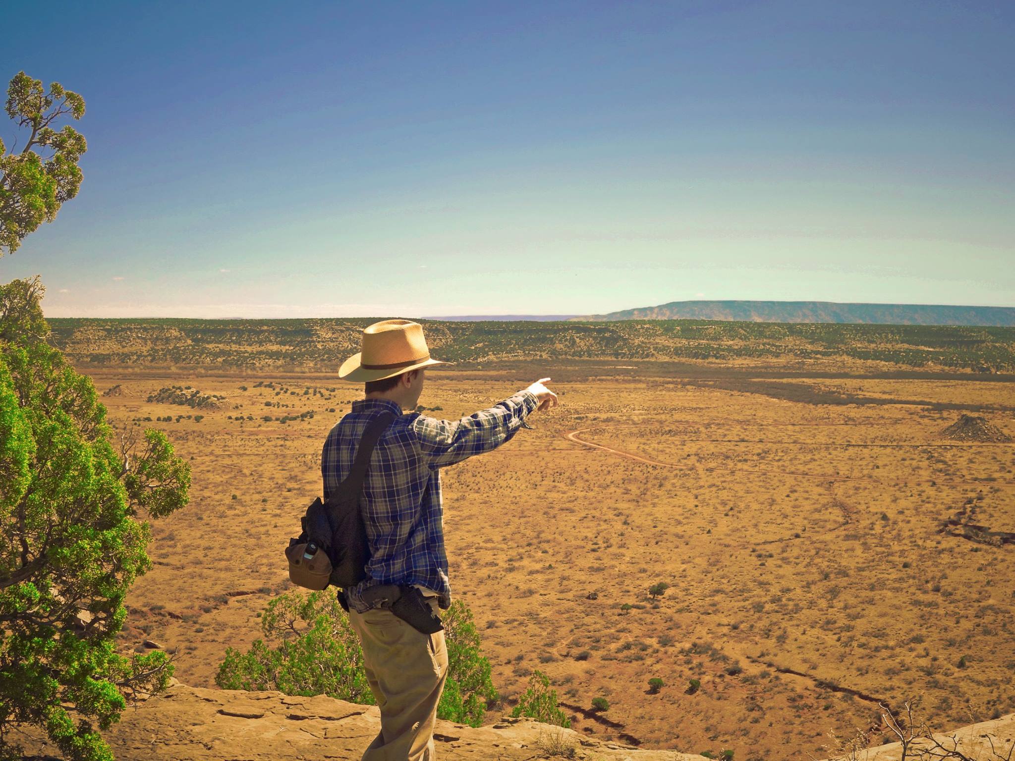 Atop Variadero Mesa, observing a conical stone formation to the Northeast. 