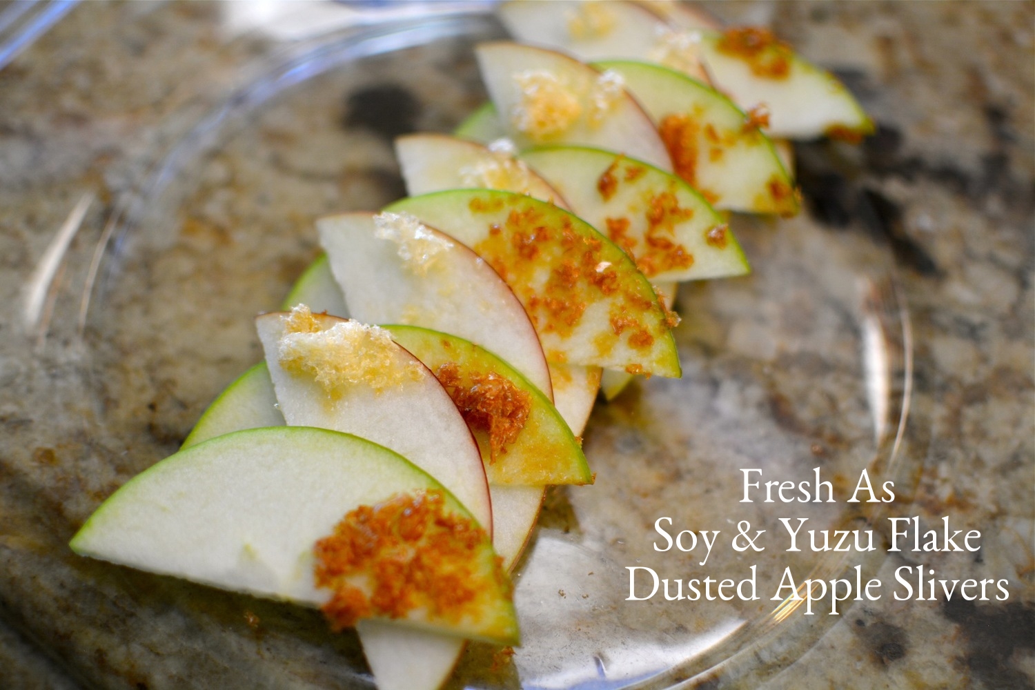 Fresh Apple Slivers dusted w yuzu & Soy flakes.JPG