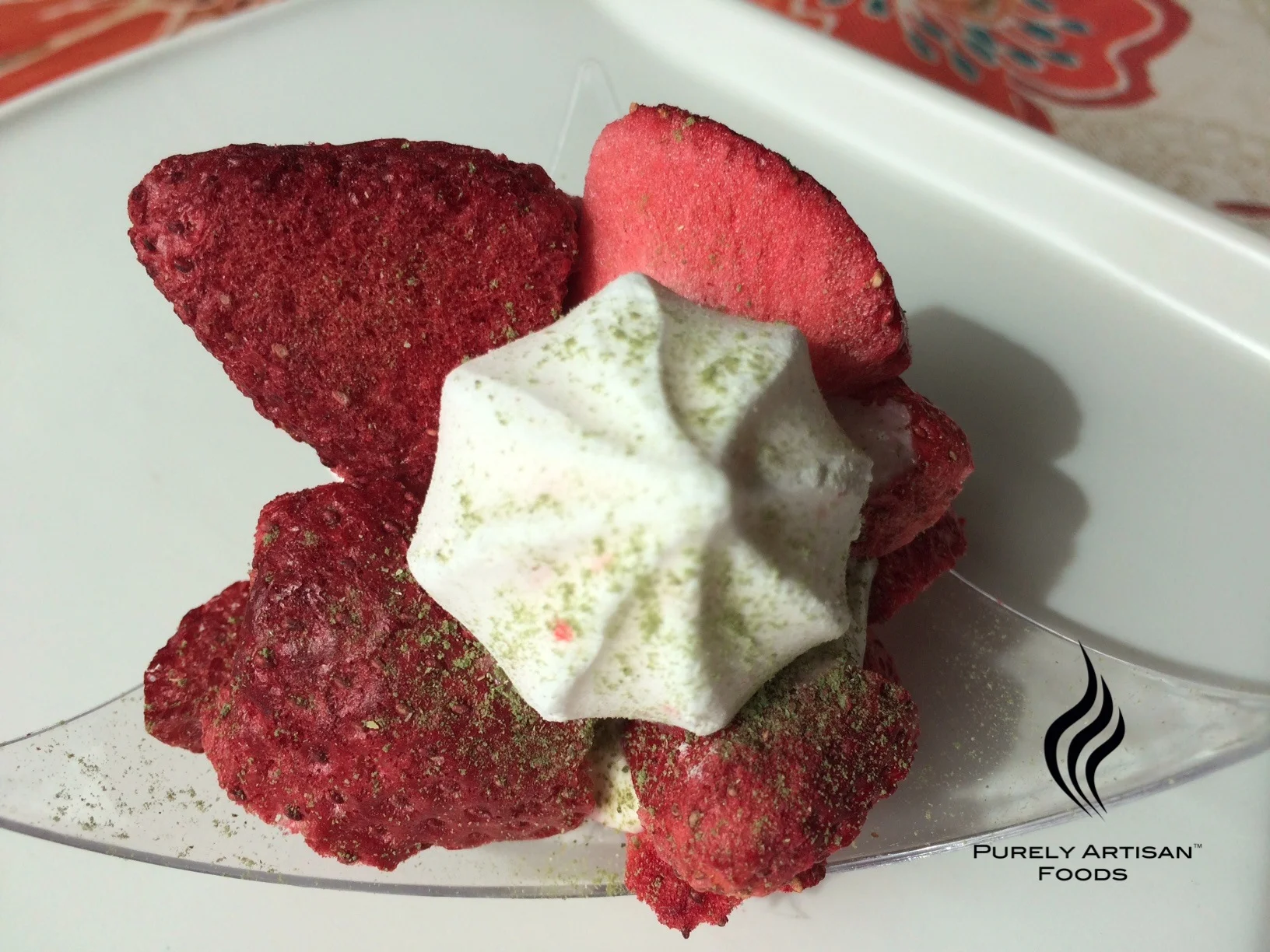 Strawberry Meringue w/ frz-dry herb powder