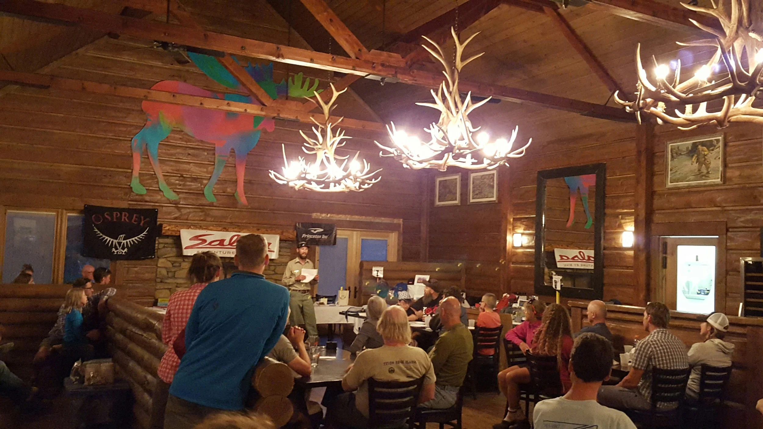 Dinner and a bear safety presentation at Ponds Lodge.