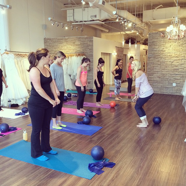 Image from our first Barre3 class inside the shop! 