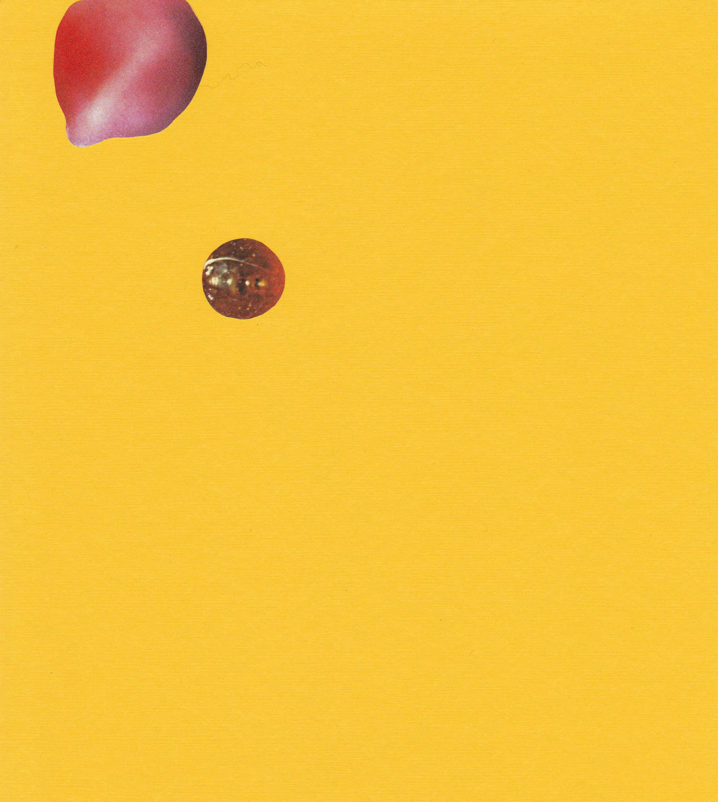 Paper Lure (Pink/Orange Blobs/Jewel on Yellow), 2011. Collage on Paper, 12 x 9 in.