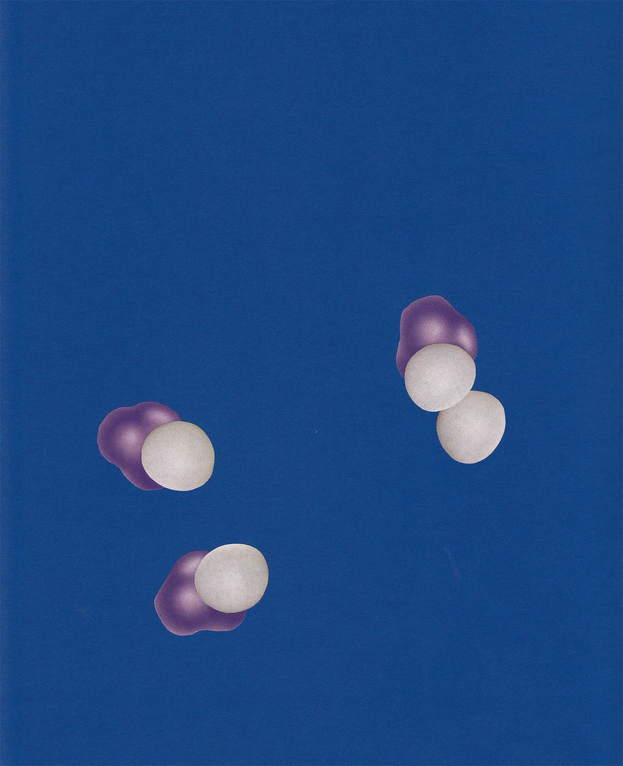 Paper Lure (Purple/White Blob/Spheres on Deep Blue), 2011. Collage on paper, 12 x 12 in.