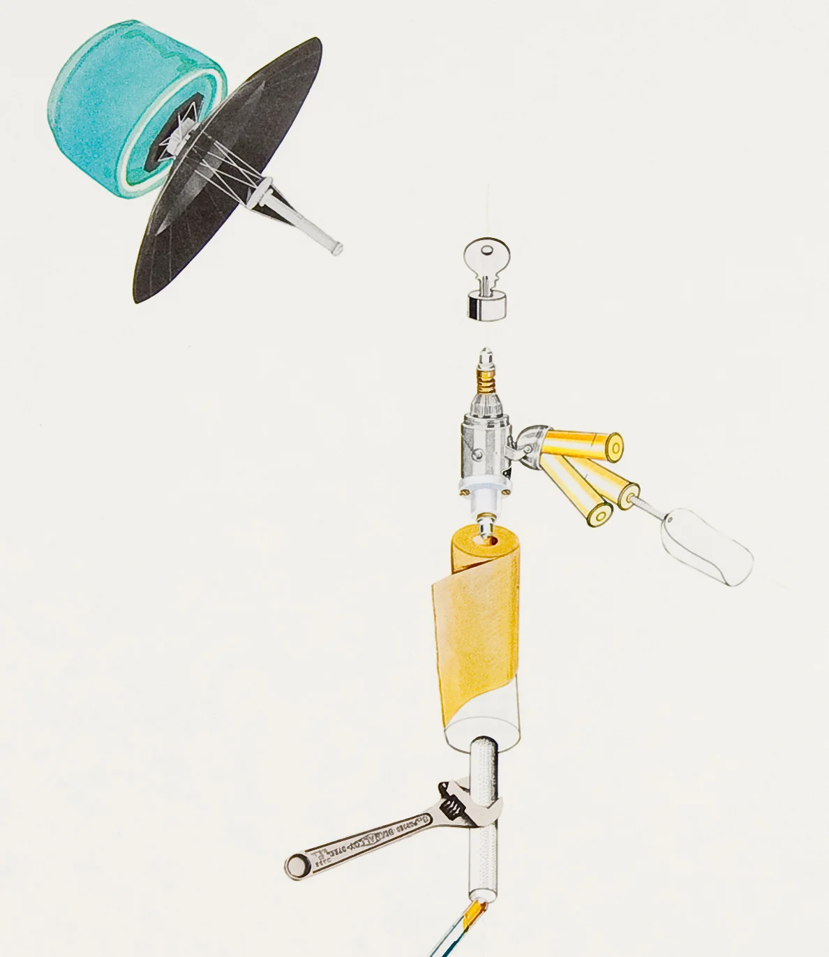 System with Yellow Tubes (detail), 2010. Collage on paper, mounted on wood panels, 48 x 42 in.