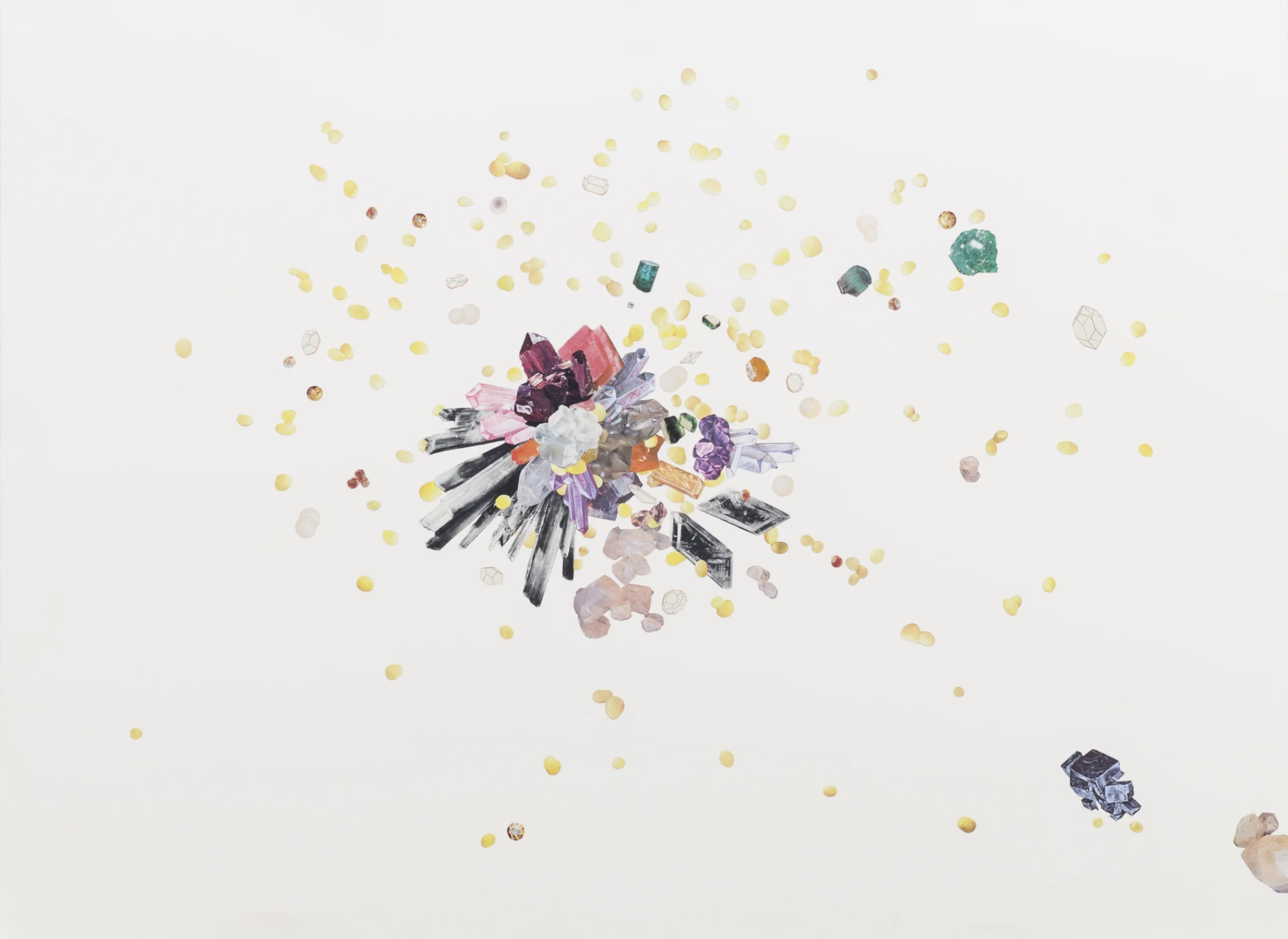 Paper Lure with Sand Grains, 2015. Collage on paper, 22 x 30 in.