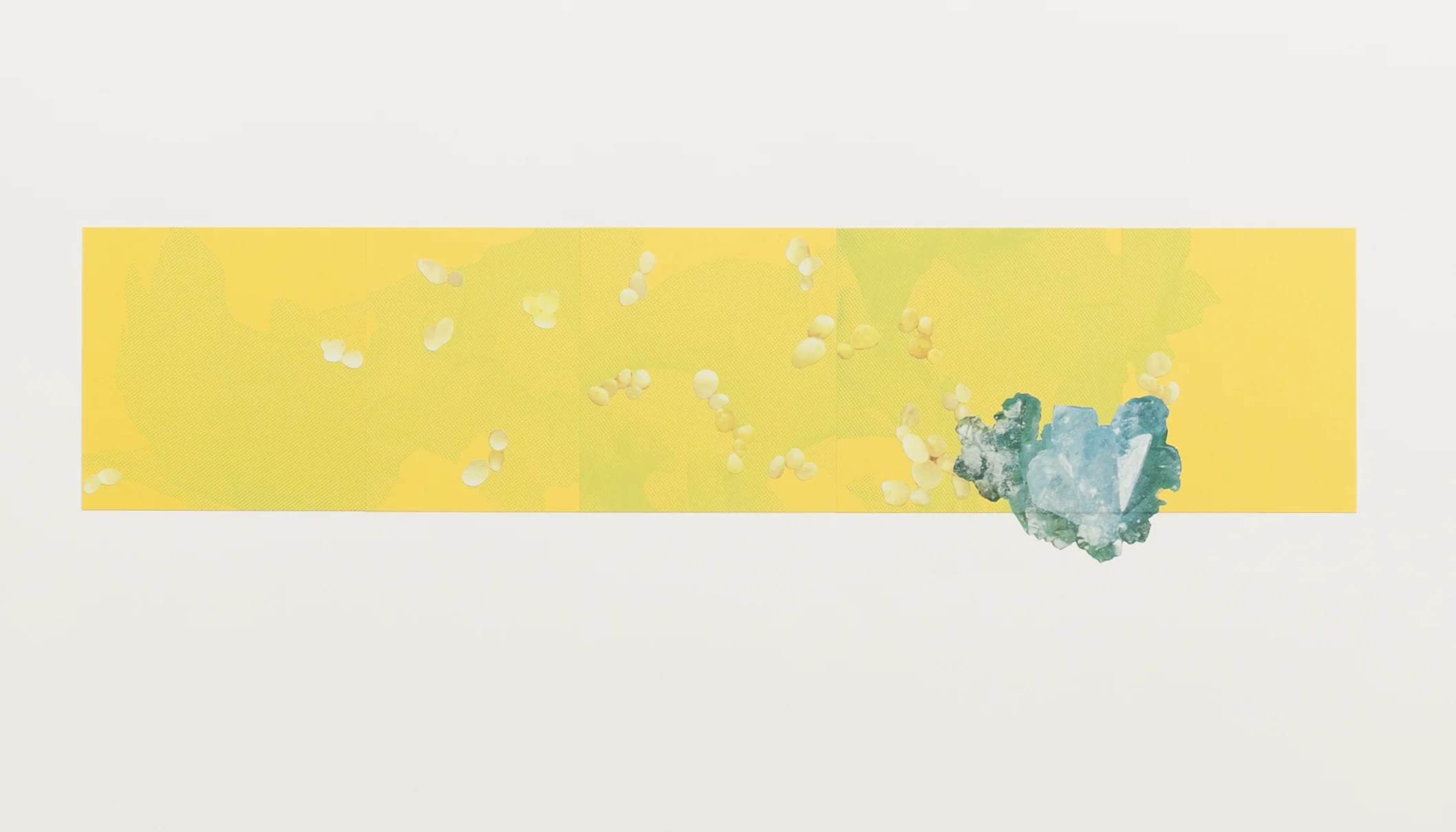 Seaweedscape with Sand Grains, 2016. Screenprint and collage on paper, 15 1/2 x 26 in.