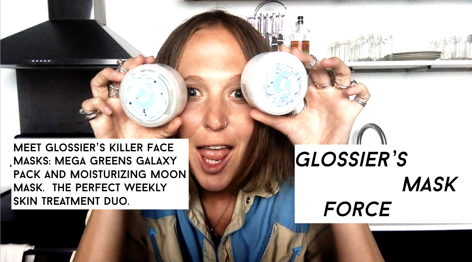 Glossier's Mega Greens Galaxy Mask, Moisturizing Moon Mask and Coconut Balm DotCalm