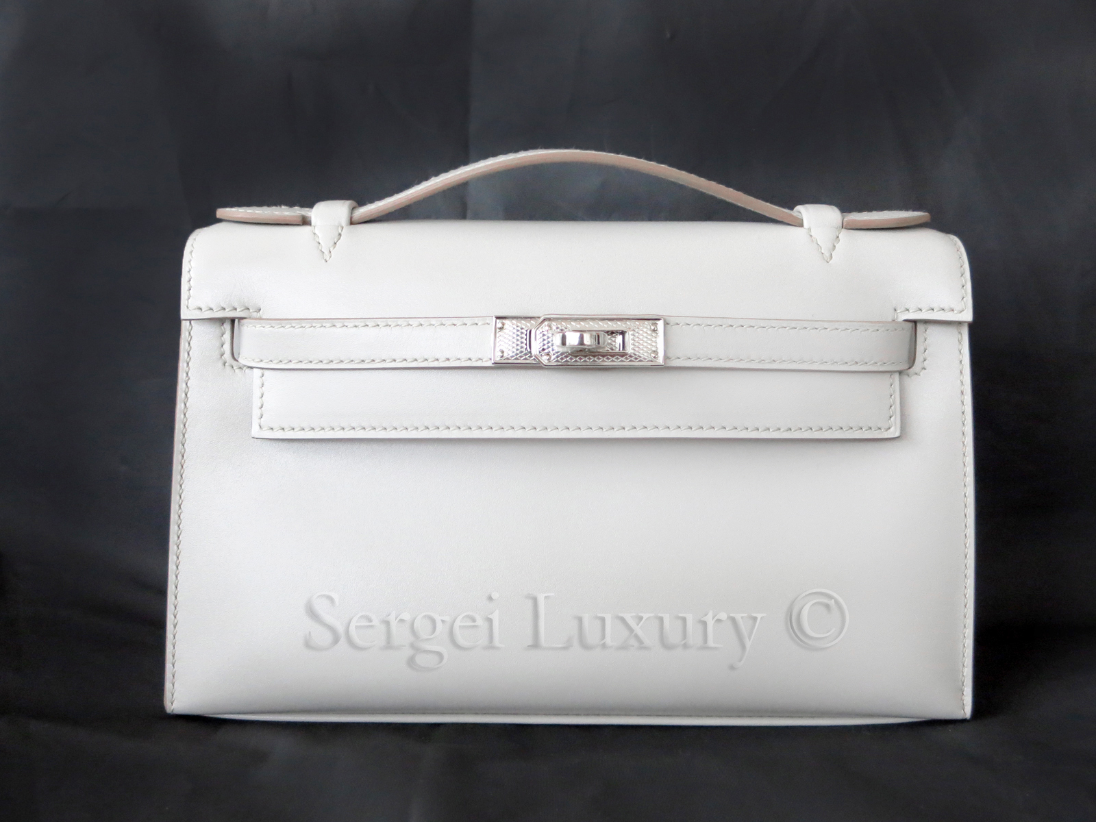 LIMITED Ed! New Authentic Hermes Gris Perle Kelly Guilloche