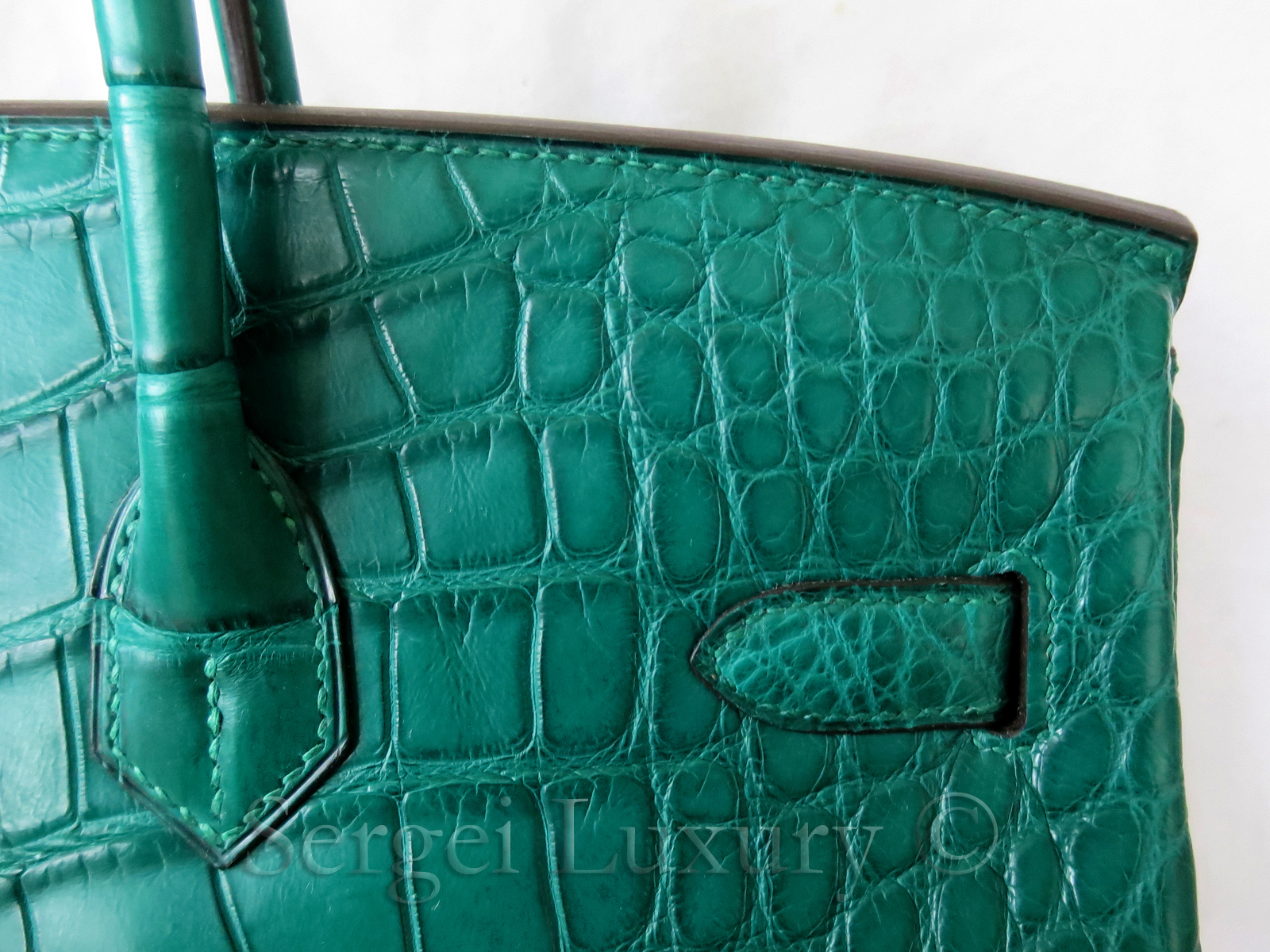 Hermes Birkin Bag 30cm Patchwork Emerald Green Crocodile Accent