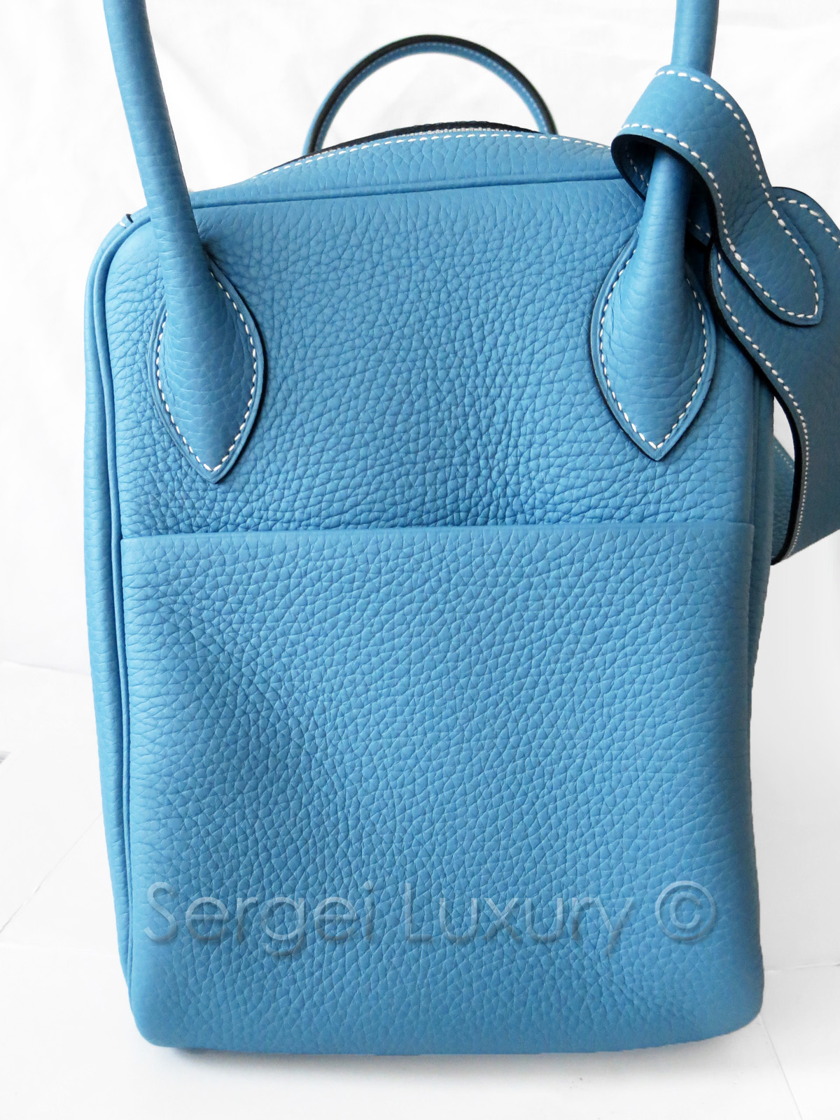 Hermes Blue Agate Clemence Lindy 30cm Bag with PHW 