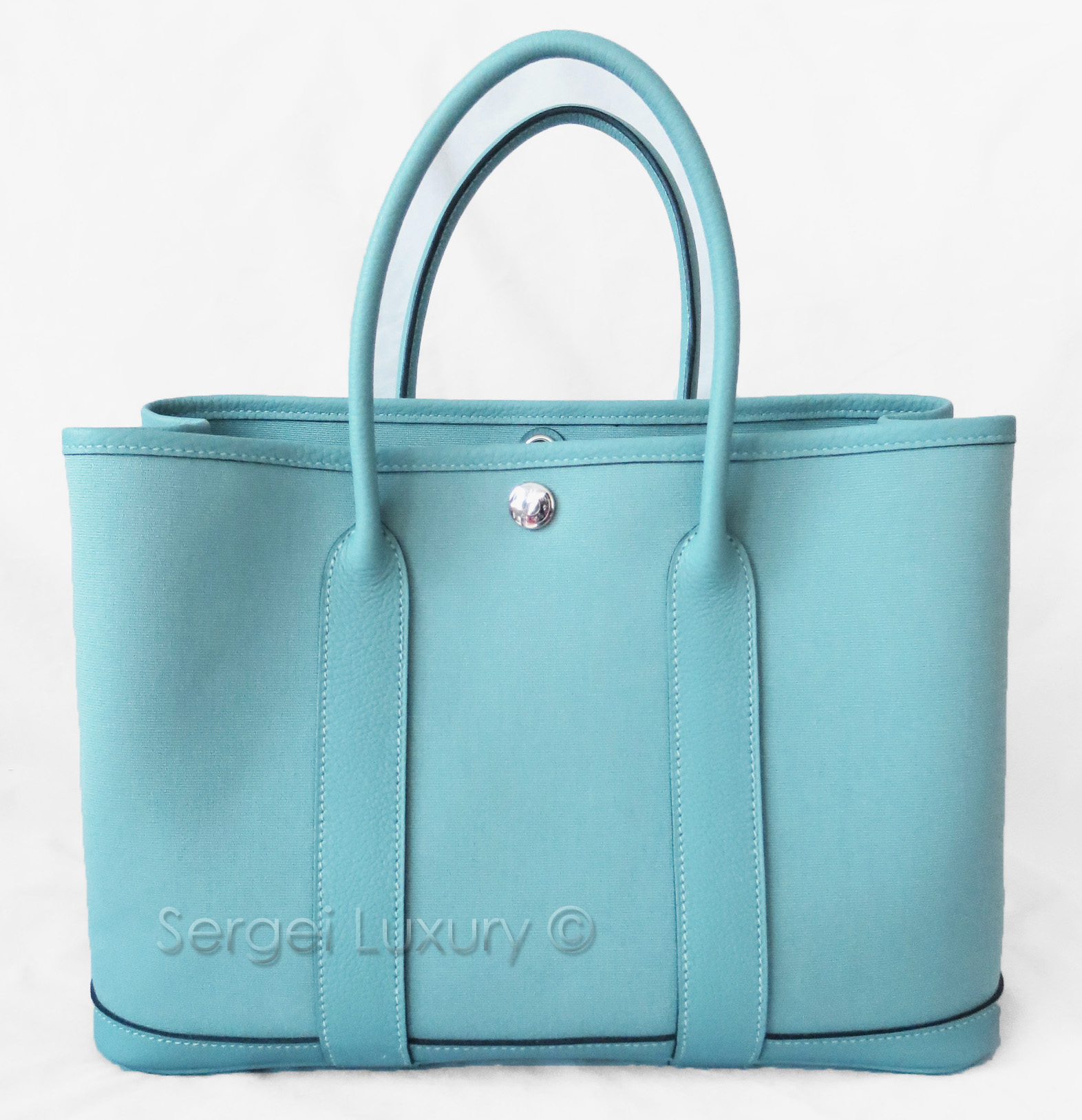 HERMES GARDEN PARTY TPM Country leather Blue atoll T Engraving Tote ba –  BRANDSHOP-RESHINE