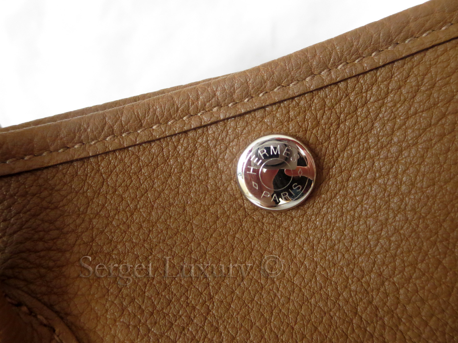 Hermes Garden Party Negonda Leather Gold TPM 30 PHW Tote Bag – I