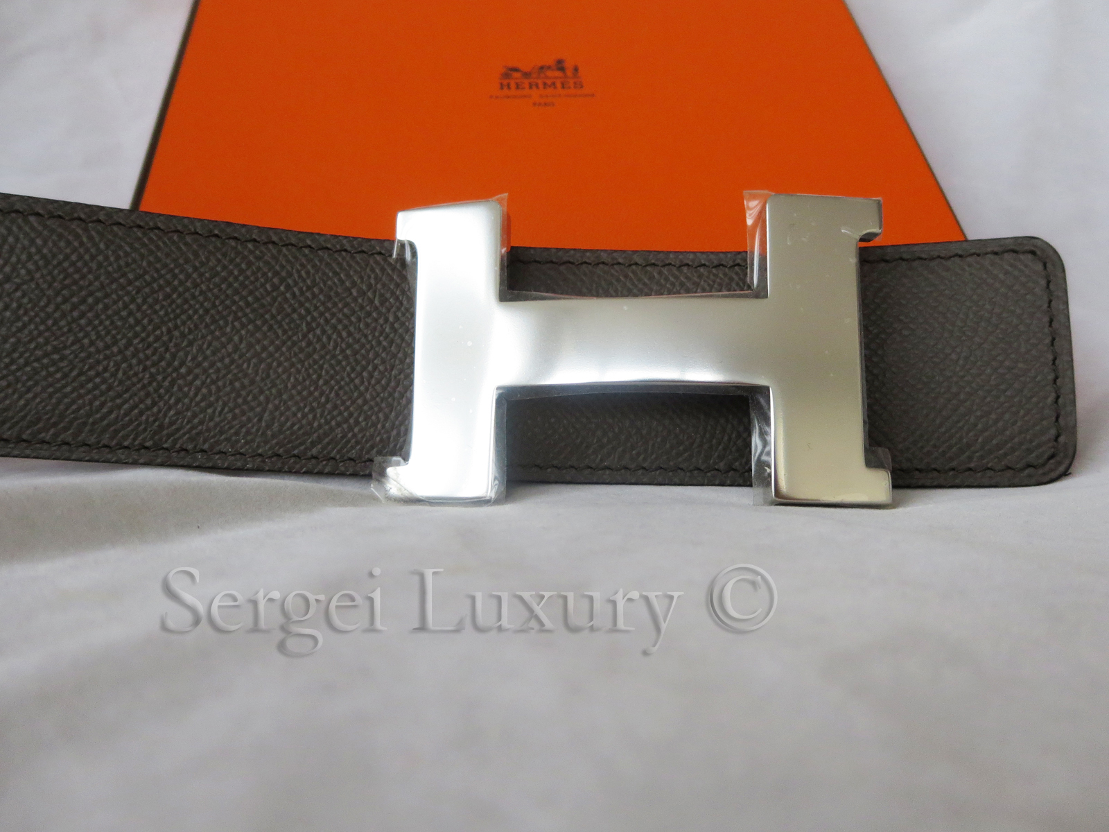 Hermes Black Feu Orange Belt Kit H Silver Buckle 80cm Constance Unisex -  Chicjoy