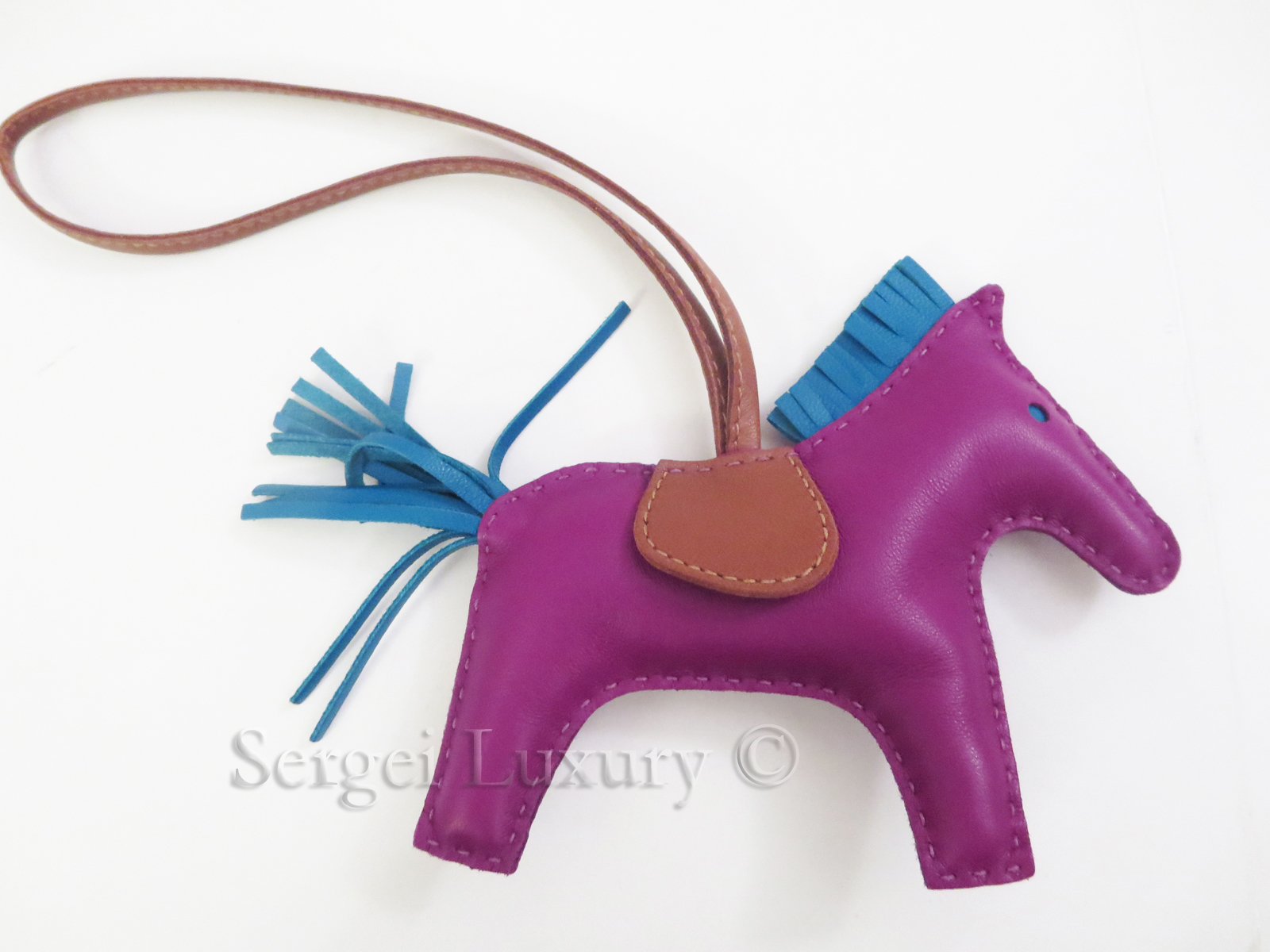 Replica Hermes Rodeo Horse Bag Charm In Purple/Camarel/Blue Leather