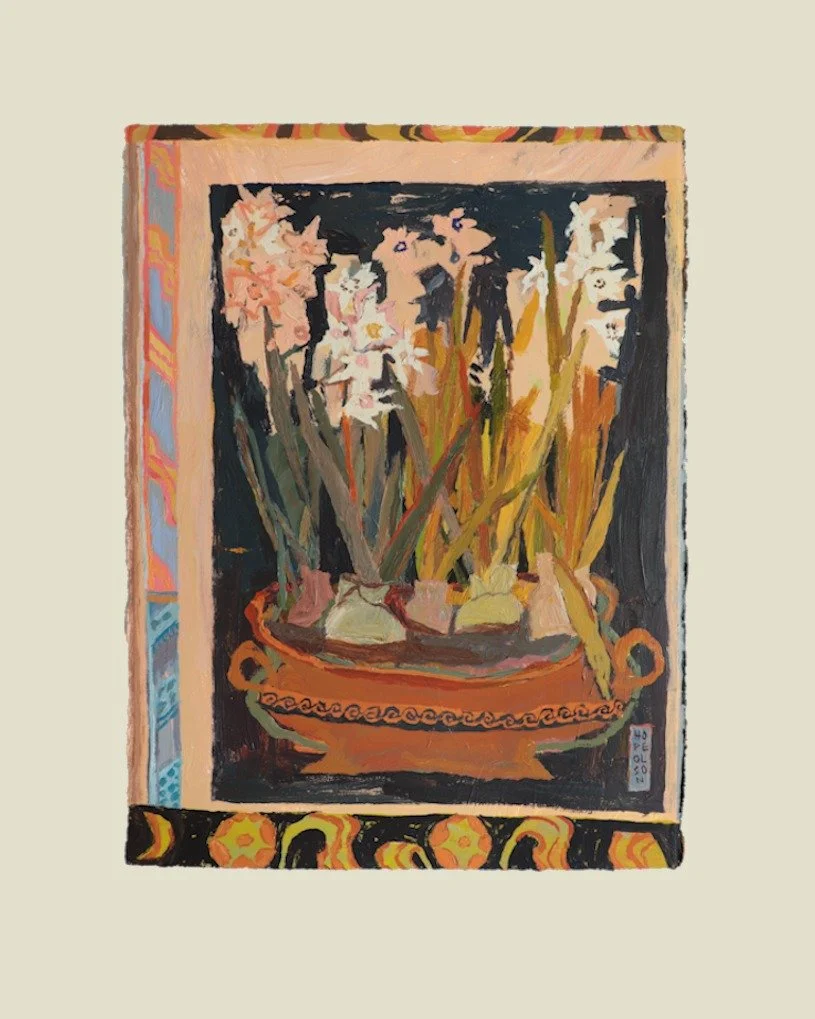 My friend Grace surprised me with potted tulips on my birthday, and it reminded me of these six spring bulb pieces I painted one year ago that I apparently hadn't posted to Instagram! All are sold, but may they bring some cheer to the feed 🌷