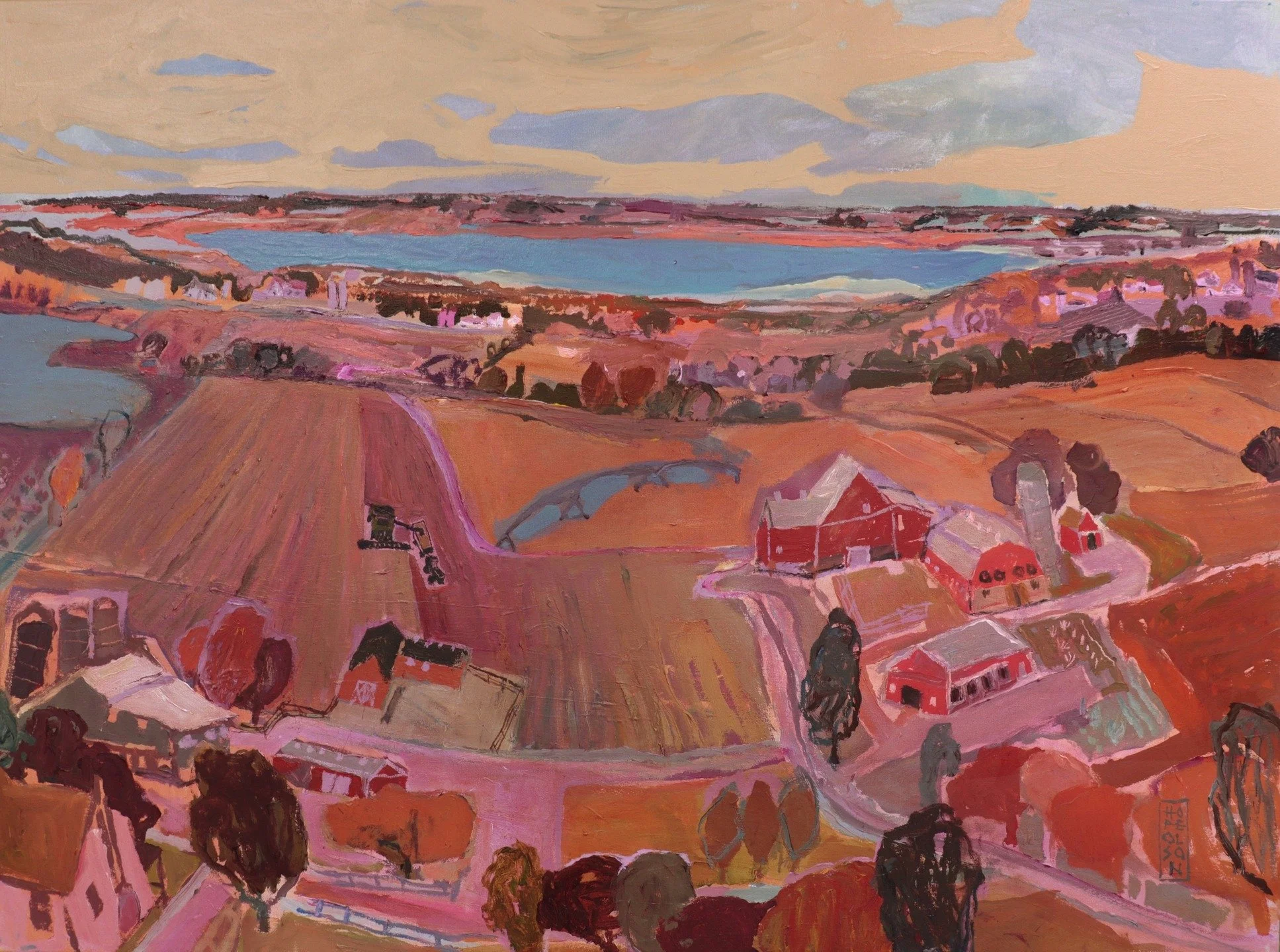 I loved painting this piece! 

"Lake Country, Farm Country"
36 x 48 inches, acrylic on canvas 
$3,600 @buttongallery