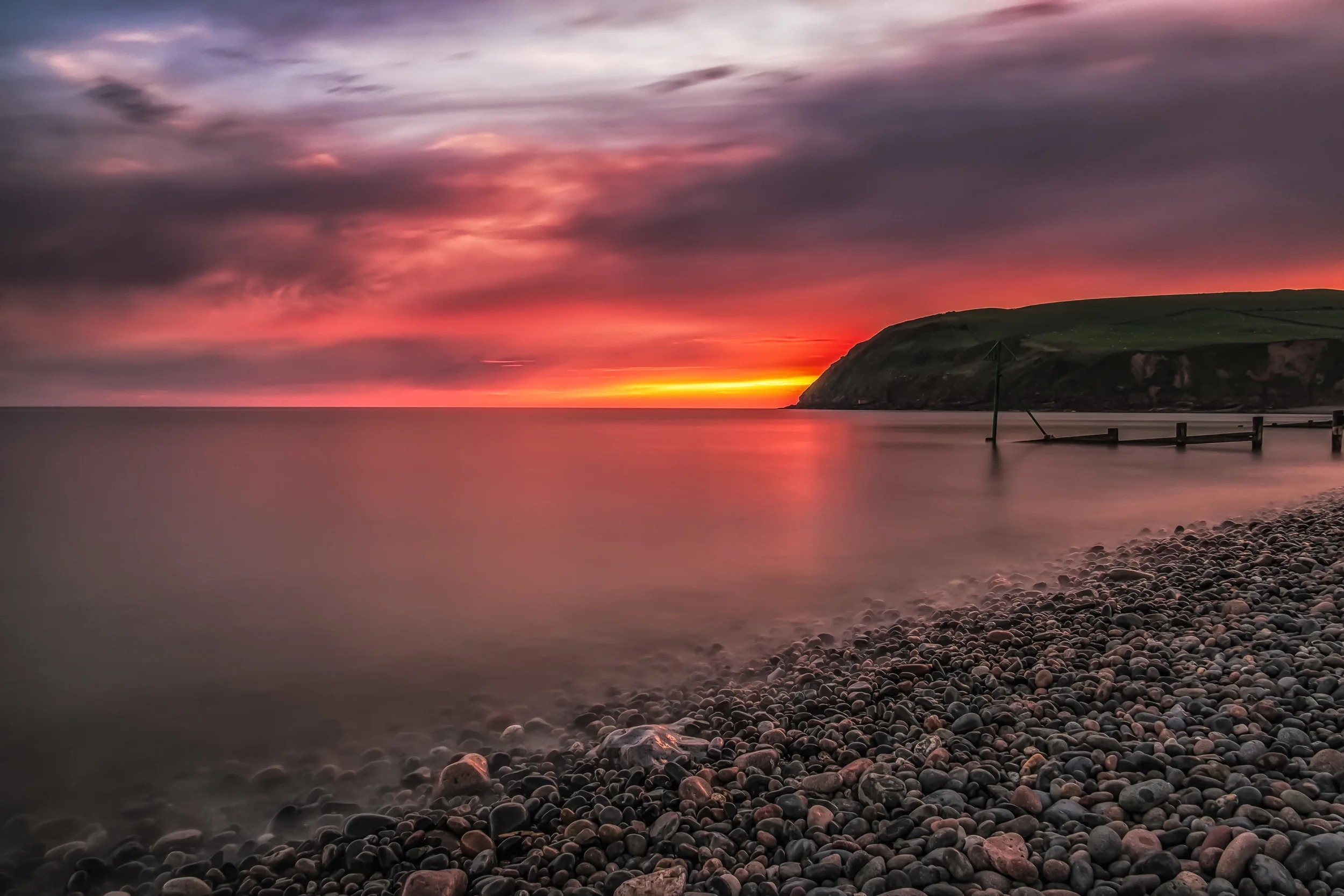 Sunset over St Bees on the Cumbrian coast. Fujifilm X-T1 + 18mm f/2 @ f/10. ISO250. B+W ND Filter. 28 Second Exposure.
