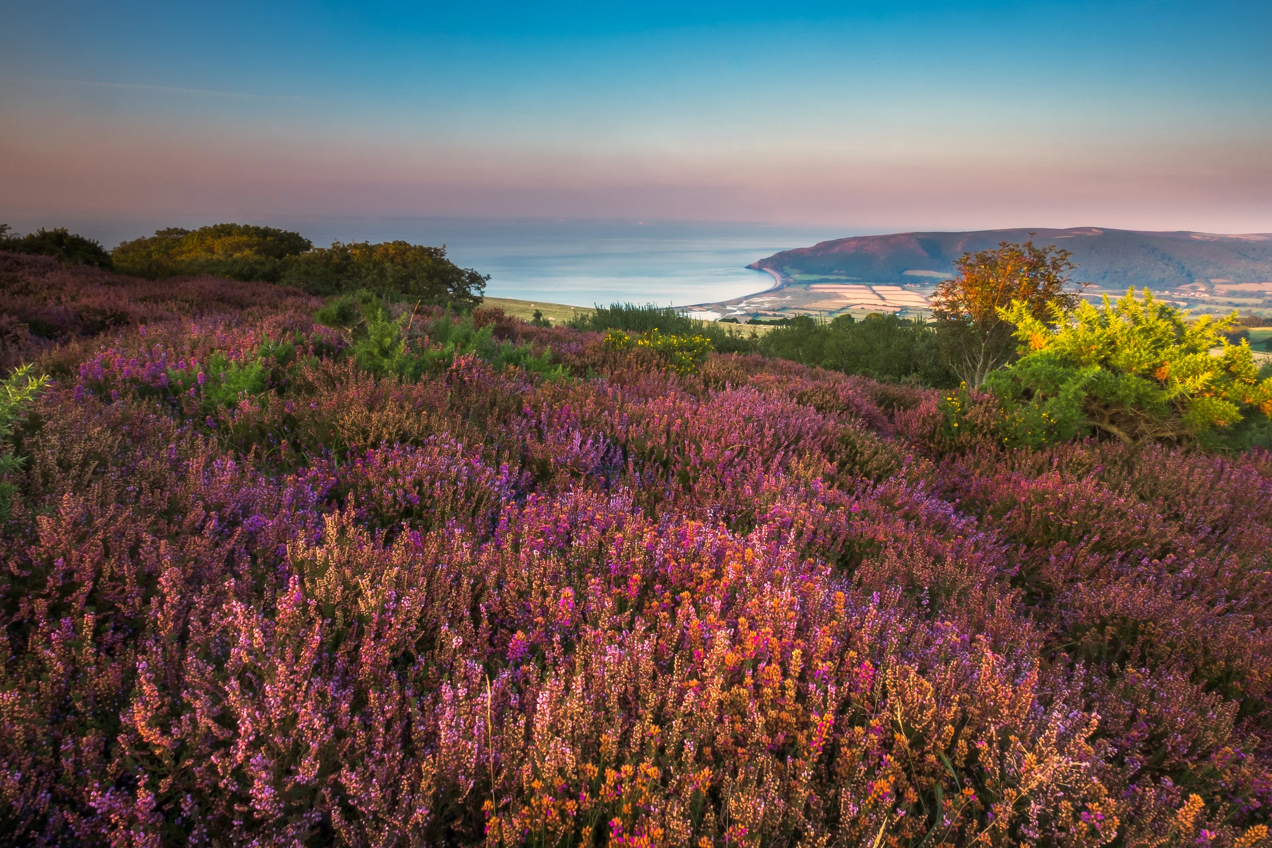 Sunset or Porlock Hill looking out towards the sea. Fujifilm X-T1 + 10-24mm @ f/22. 1/3.