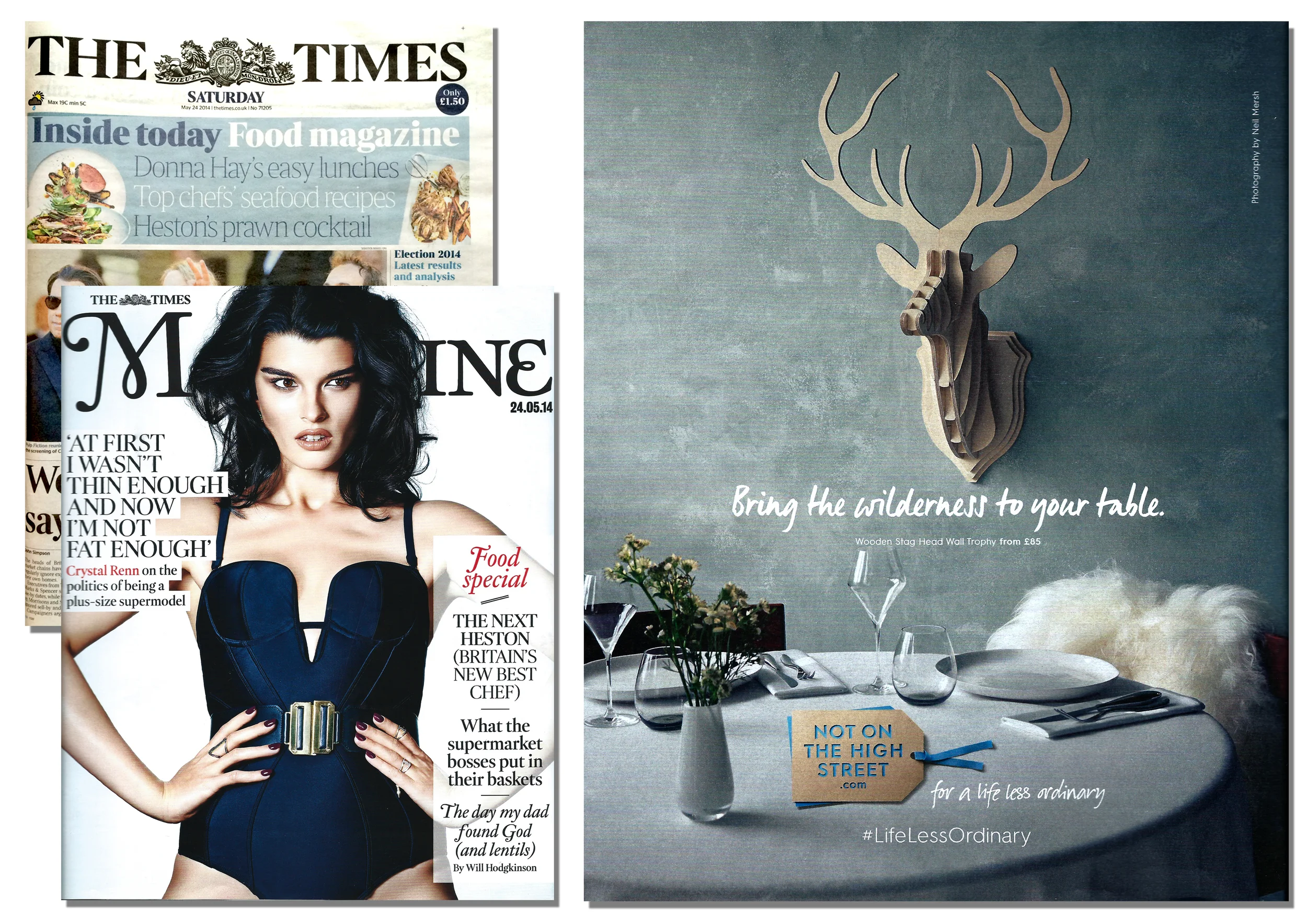'Stag Head Trophy' featured in The Times newspaper magazine. Published in May 2014. UK.