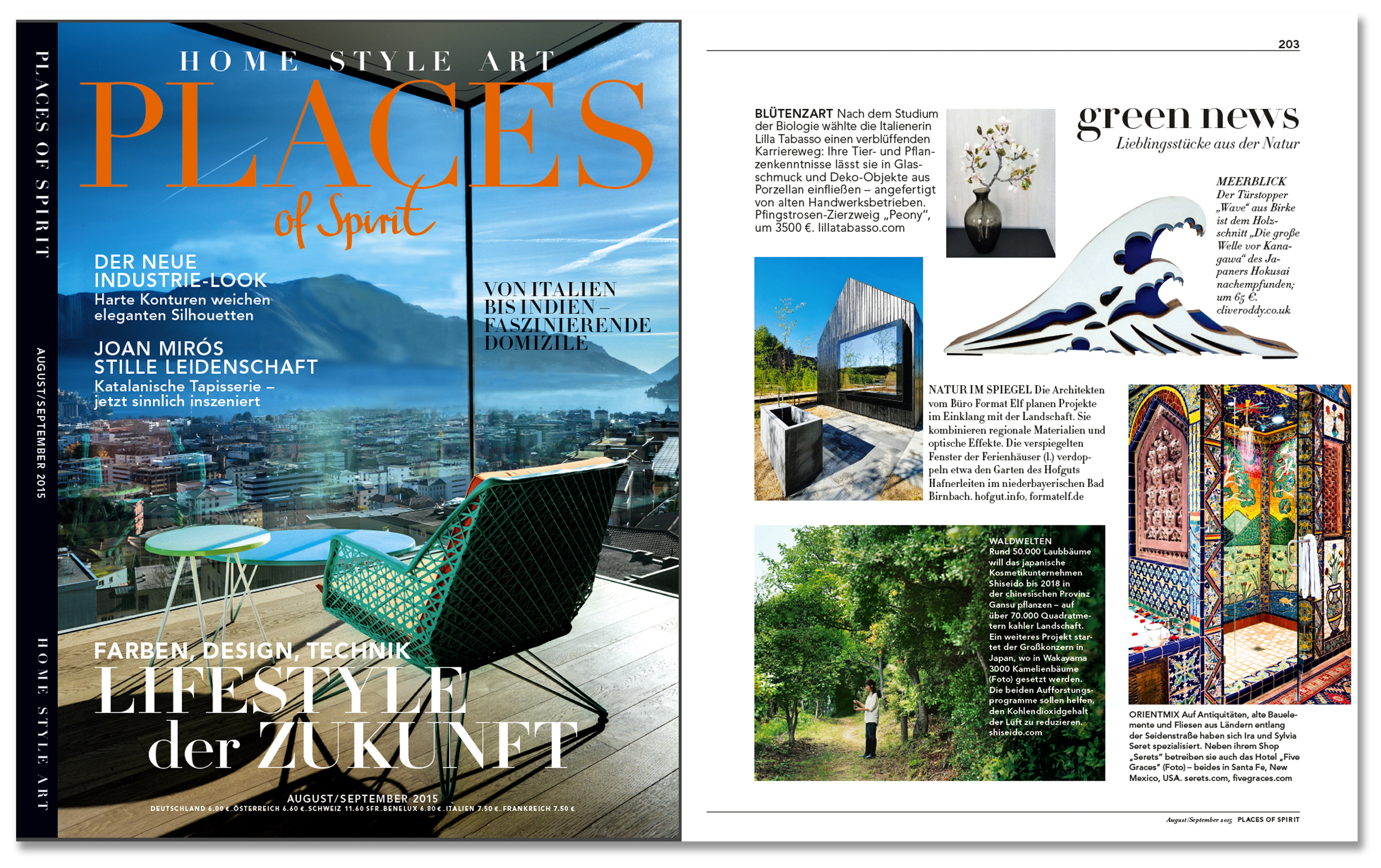 'Wave Door Stop' featured in German magazine 'Places of spirit'. Published in August 2015. Germany.