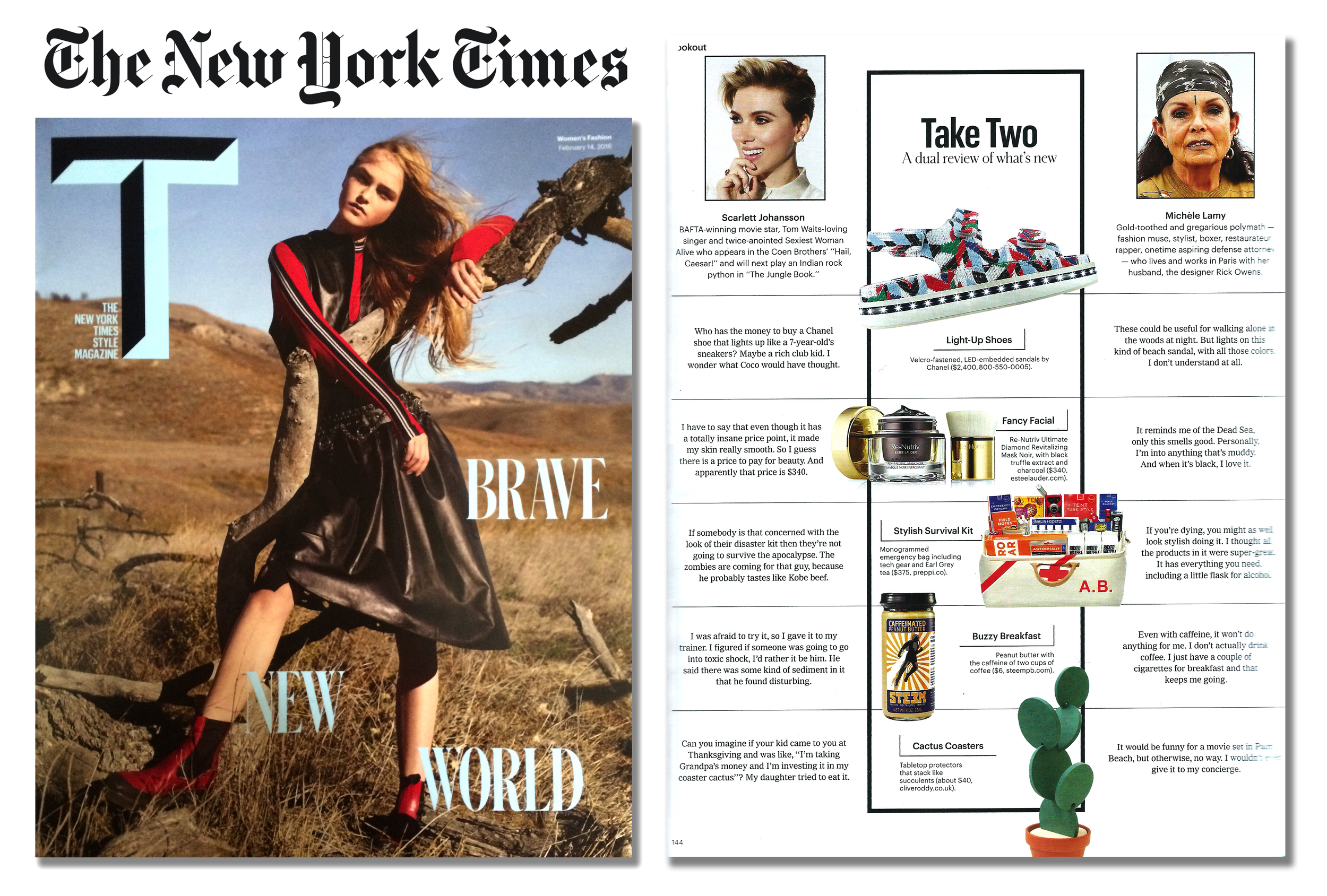 'Cacti Coasters' featured in 'T' - The New York Times style magazine . Published in February 2016. USA .