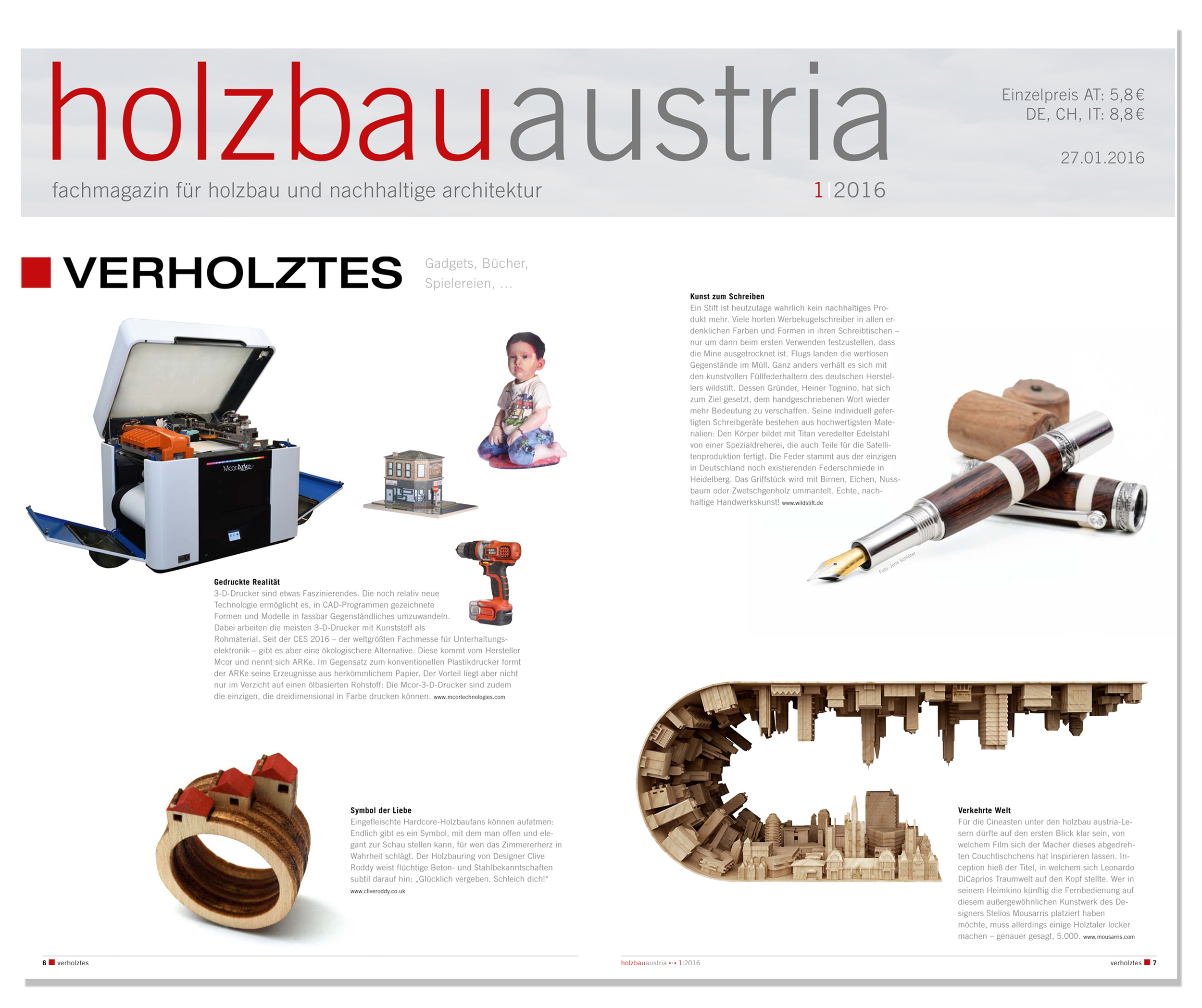 'House Rings' featured in Austrian architecture magazine 'H olzbauaustria' . Published in January 2016. Germany .