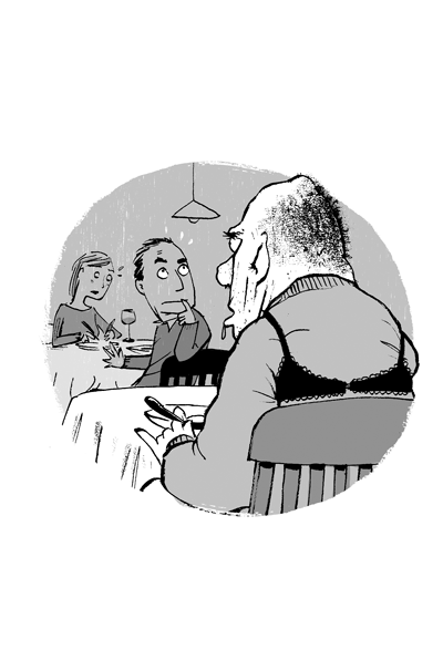 wiggot noun The random object you are forced to stare at, with real intention and curiosity, which lies just above and to the left of the person whose eyes you meet after you turn around too soon after your friend says: "Don't look now, but there's a really freaky looking guy behind you."