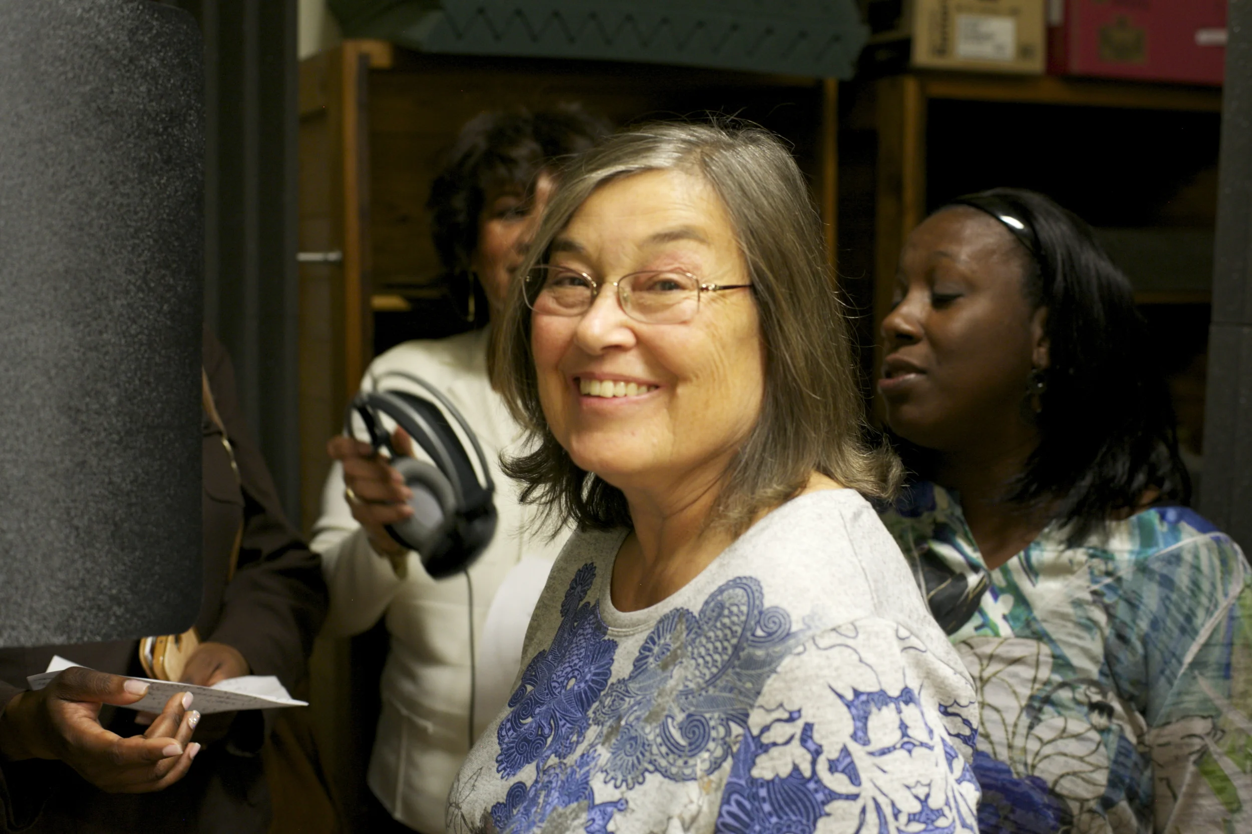 Members of Essex County Child Study Teams tracking vocals at The Fedcap School