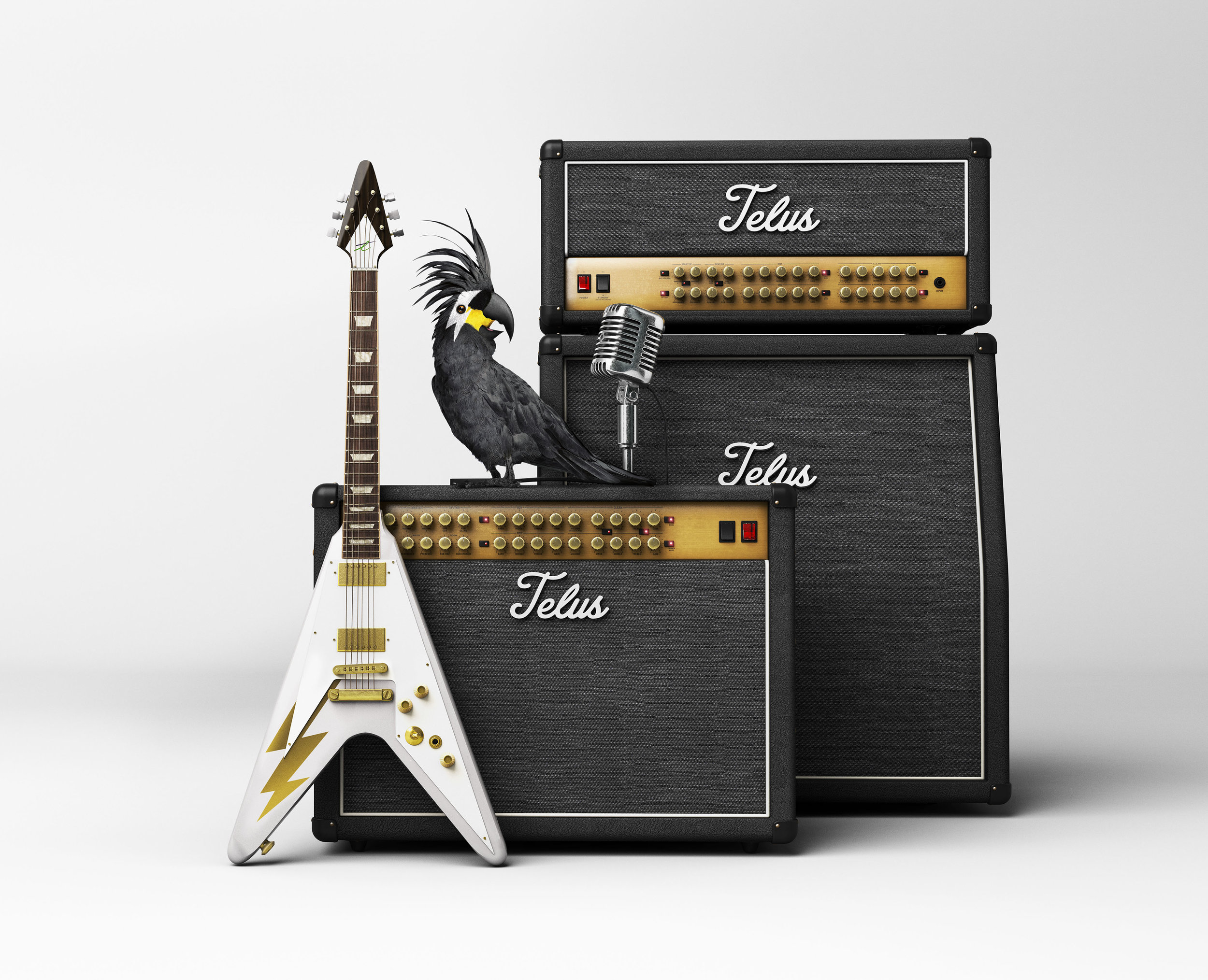  Client • Telus  Agency • The &amp; Partnership  Art Director • Adrian Cooper  cgi guitar,&nbsp;amps and mic • Brad Pickard 