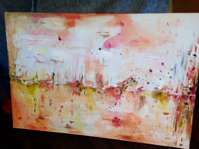 'Bursting' 24 x 30 Oil, acrylic and charcoal