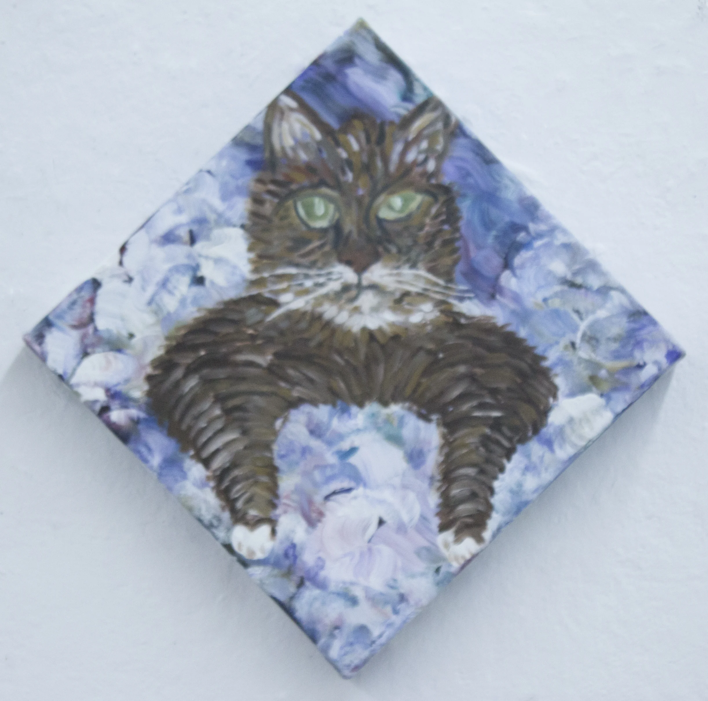 Kitty in the Clouds (God Kitty), 2014, oil on canvas, 12 by 12, private collection