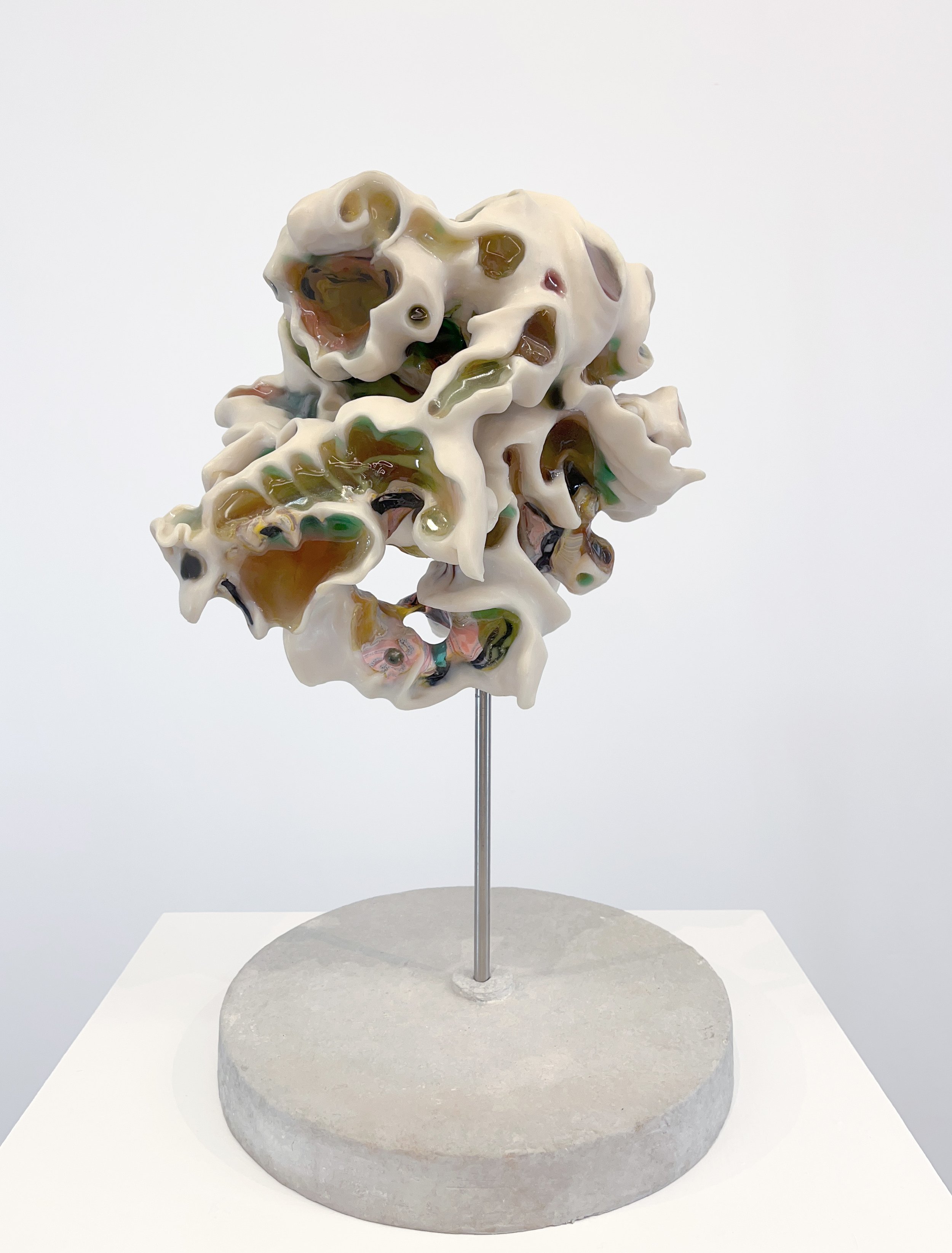 Sjurival, 2024, polymer clay, liquid glass, steel, plaster, 52x38x24cm.jpg