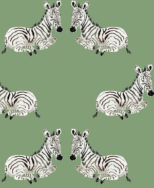Banzai Wat is er mis doorgaan Zebra Huddle Wallpaper - Green — Jill Delavan - illustration and design